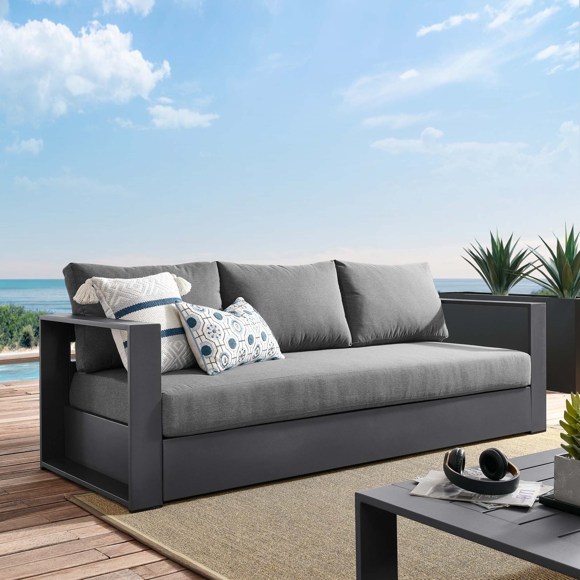 Modway Tahoe Outdoor Patio Powder-Coated Aluminum Sofa