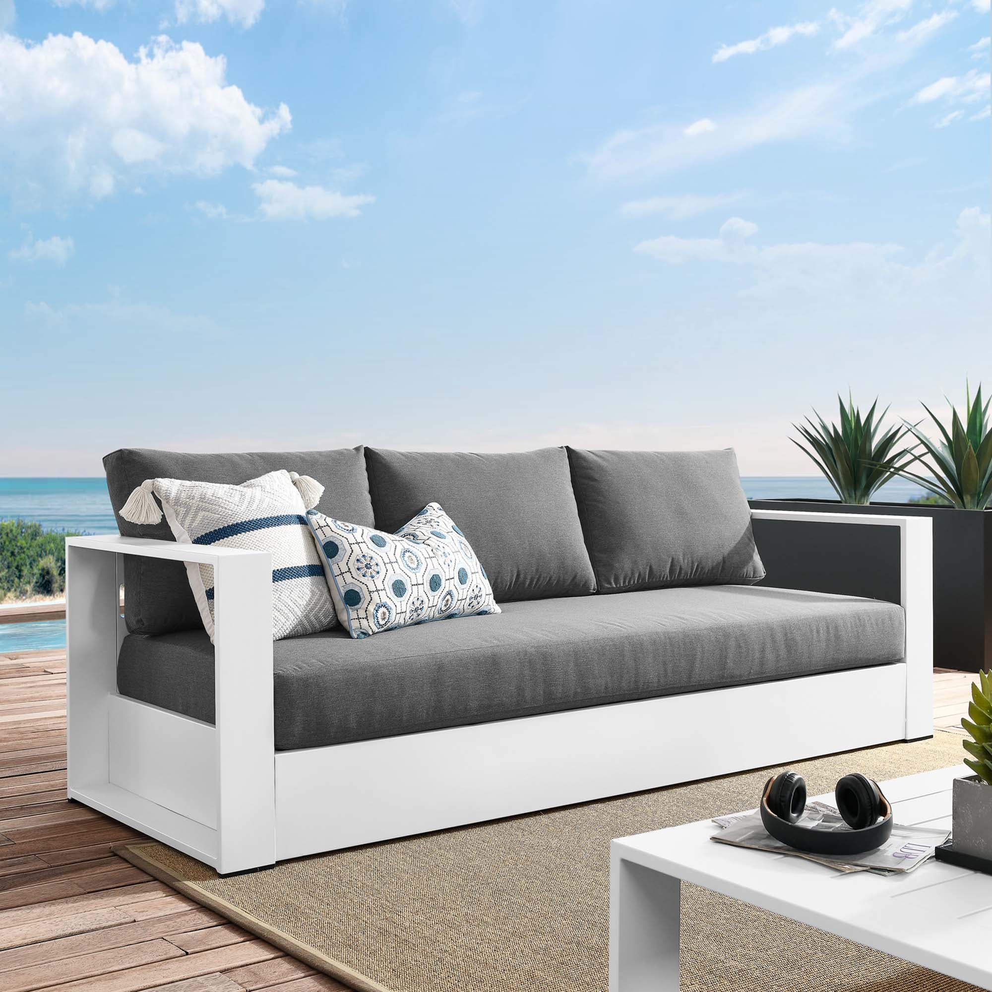 Modway Tahoe Outdoor Patio Powder-Coated Aluminum Sofa