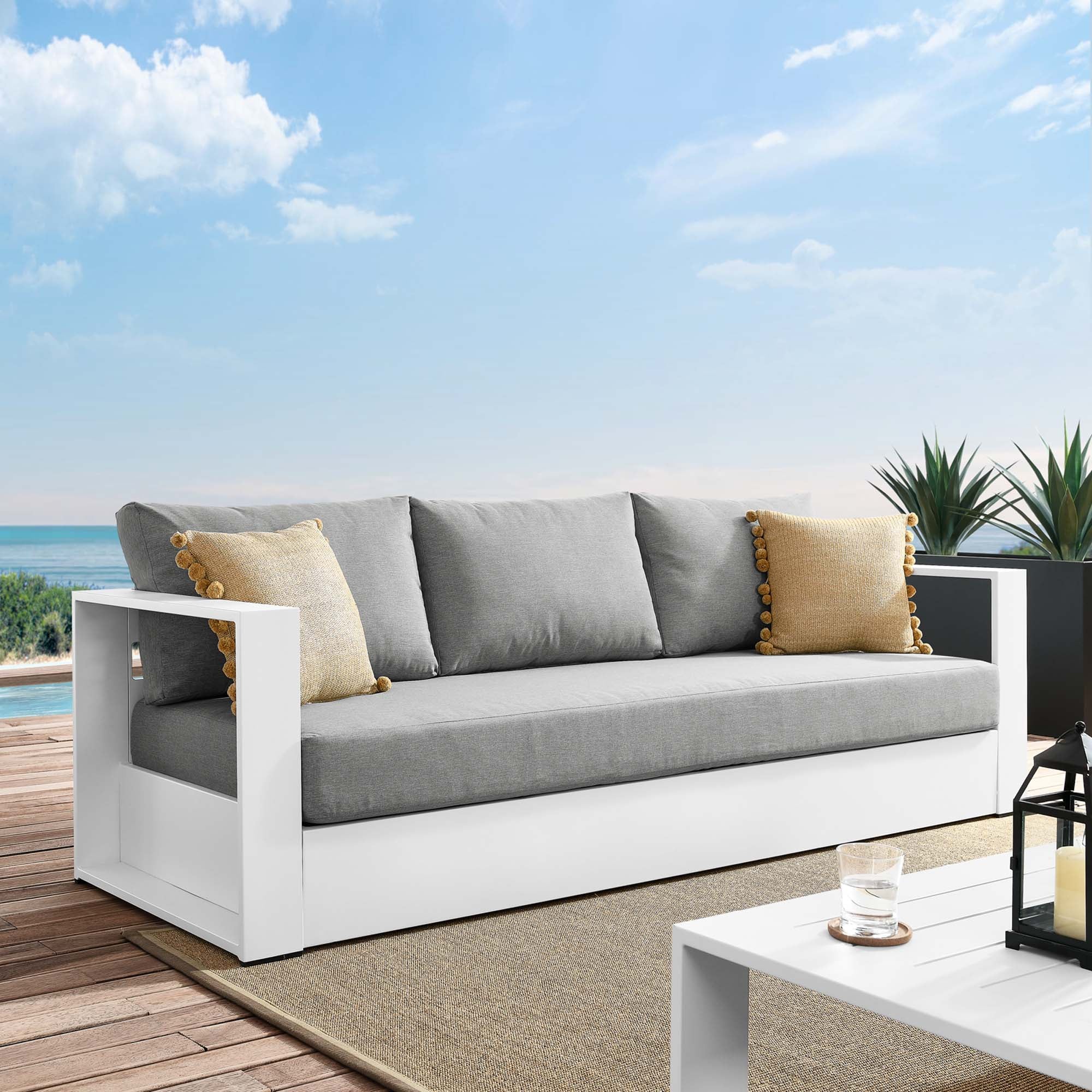 Modway Tahoe Outdoor Patio Powder-Coated Aluminum Sofa