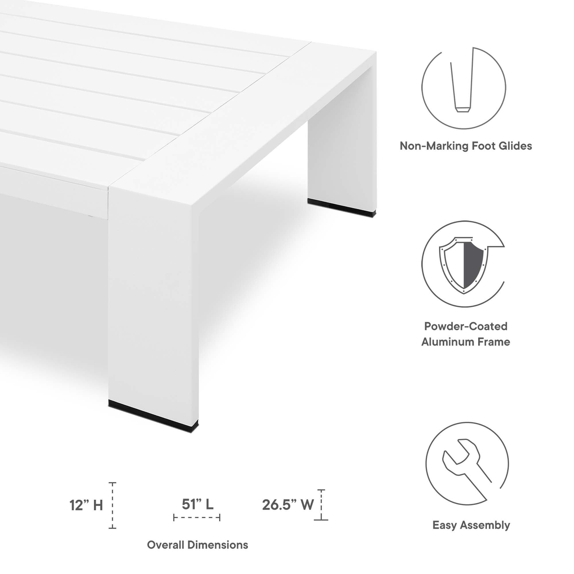 Modway Tahoe Outdoor Patio Powder-Coated Aluminum Coffee Table