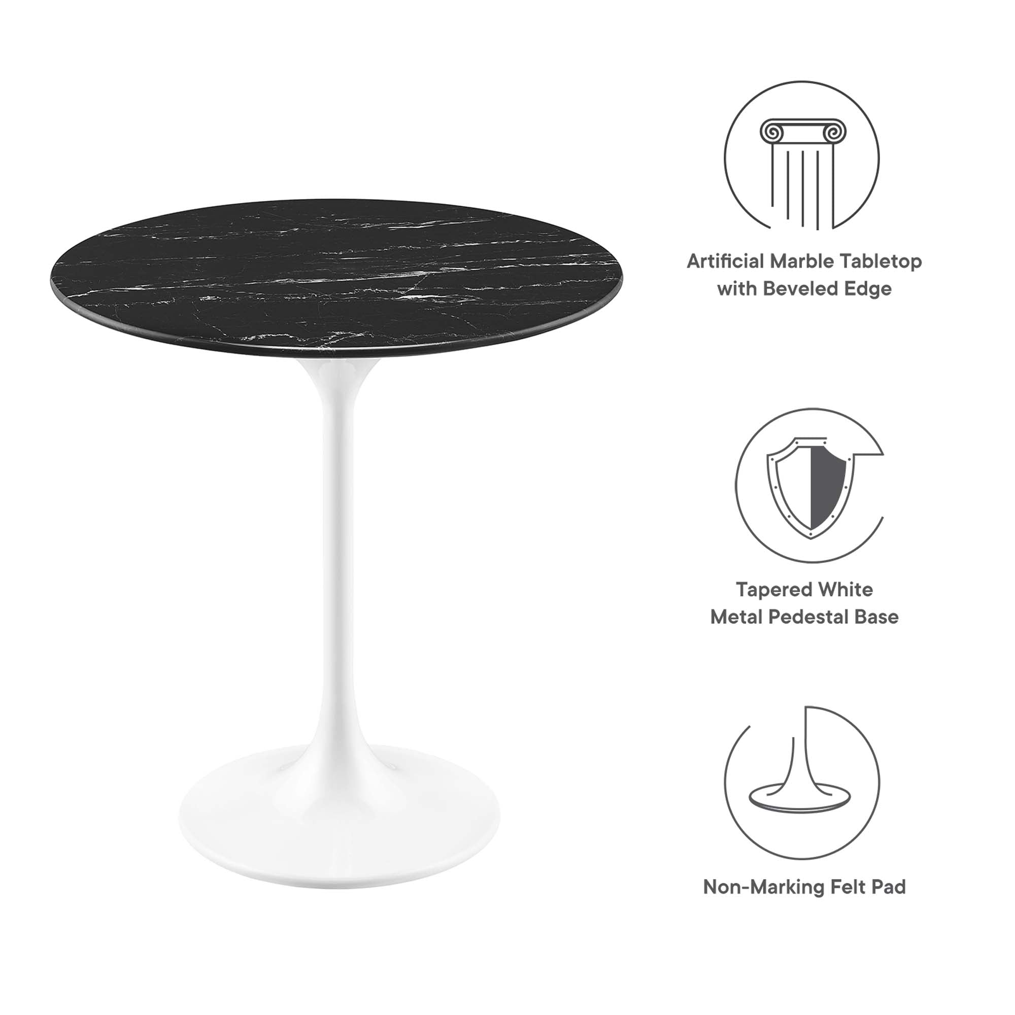 Modway Lippa 20" Round Faux Marble Side Table