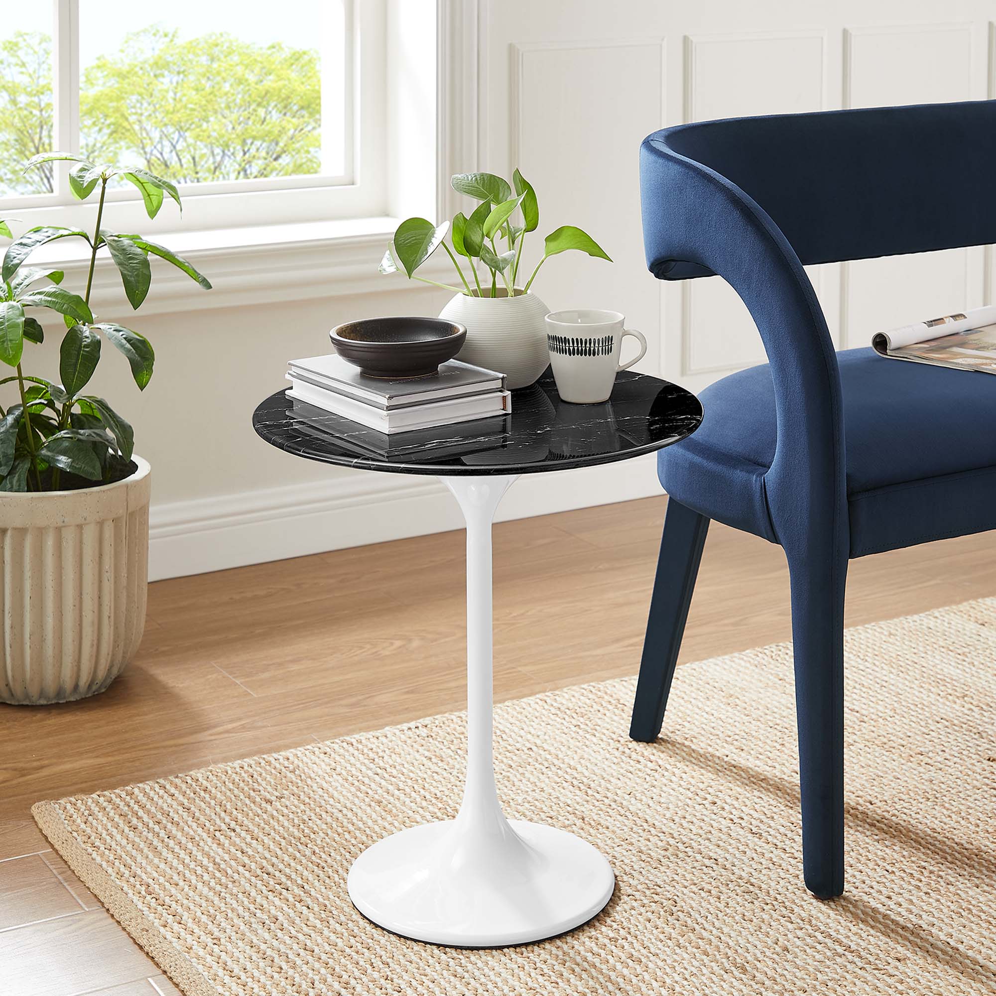 Modway Lippa 20" Round Faux Marble Side Table