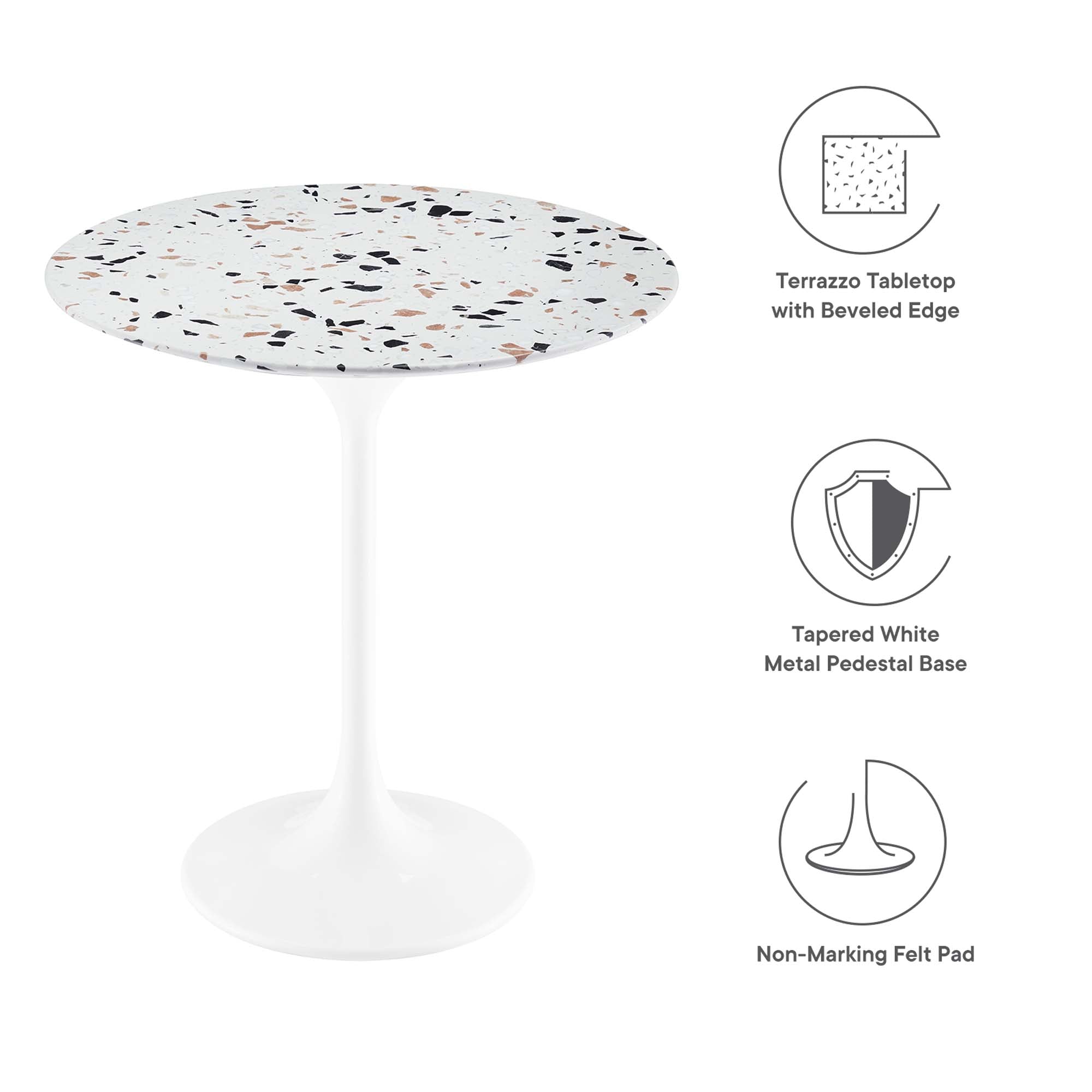 Modway Lippa 20" Round Terrazzo Side Table