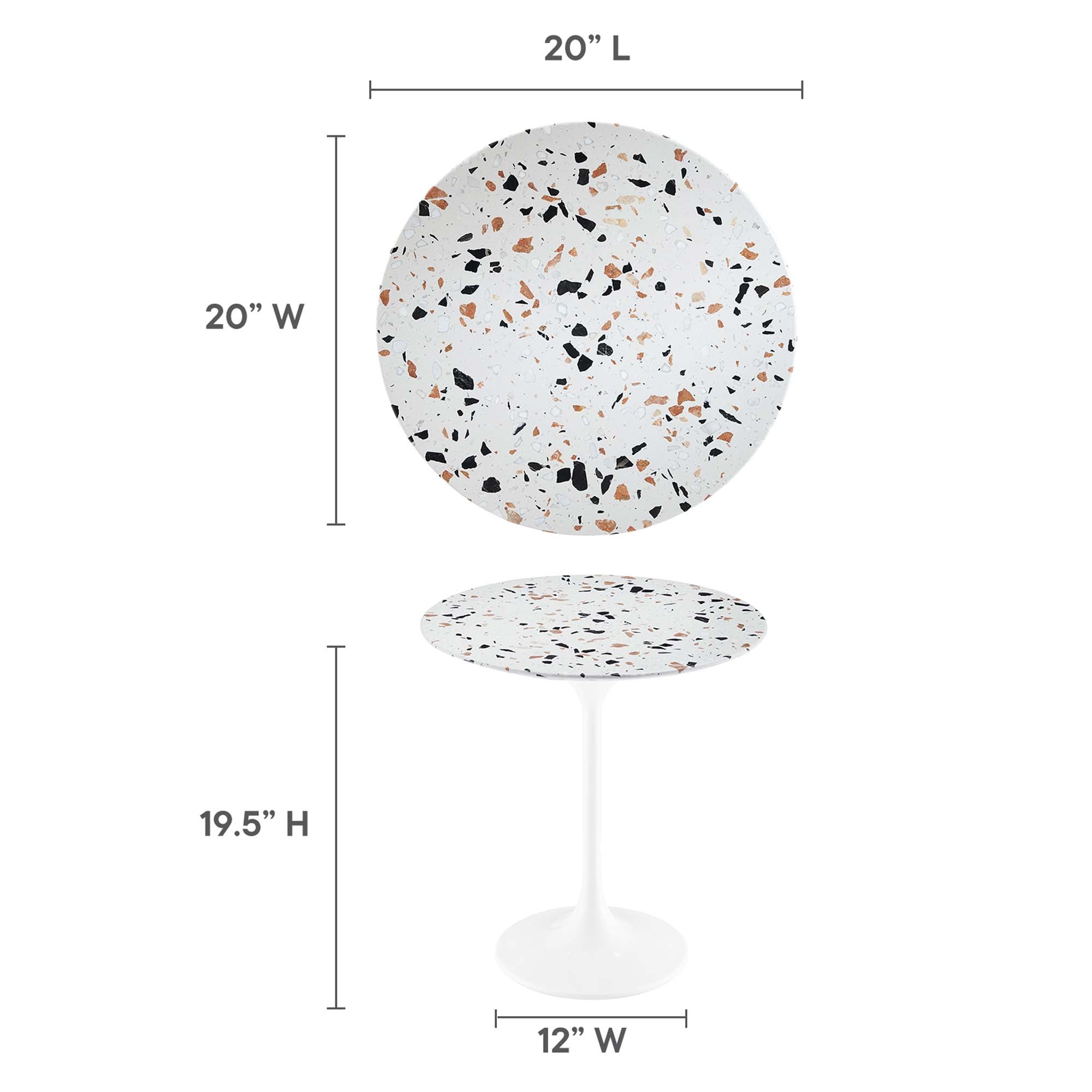 Modway Lippa 20" Round Terrazzo Side Table