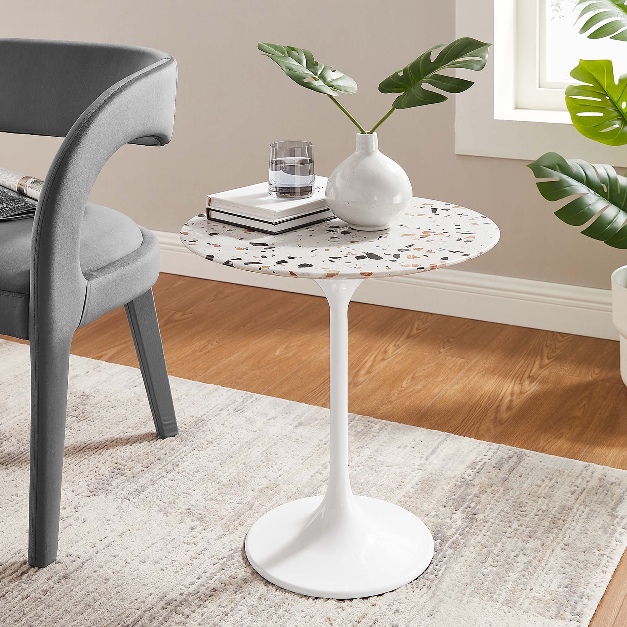Modway Lippa 20" Round Terrazzo Side Table