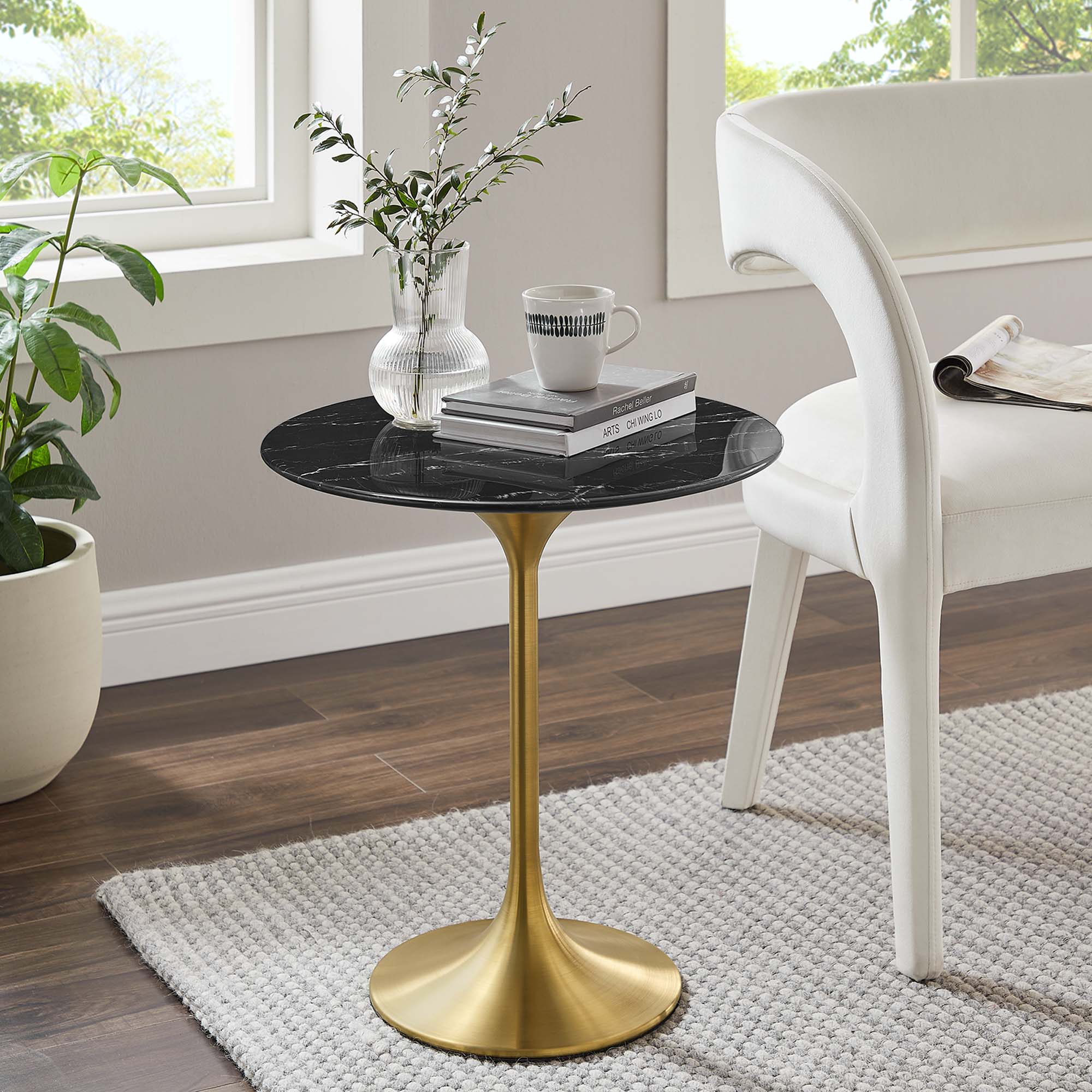 Modway Lippa 20" Round Faux Marble Side Table