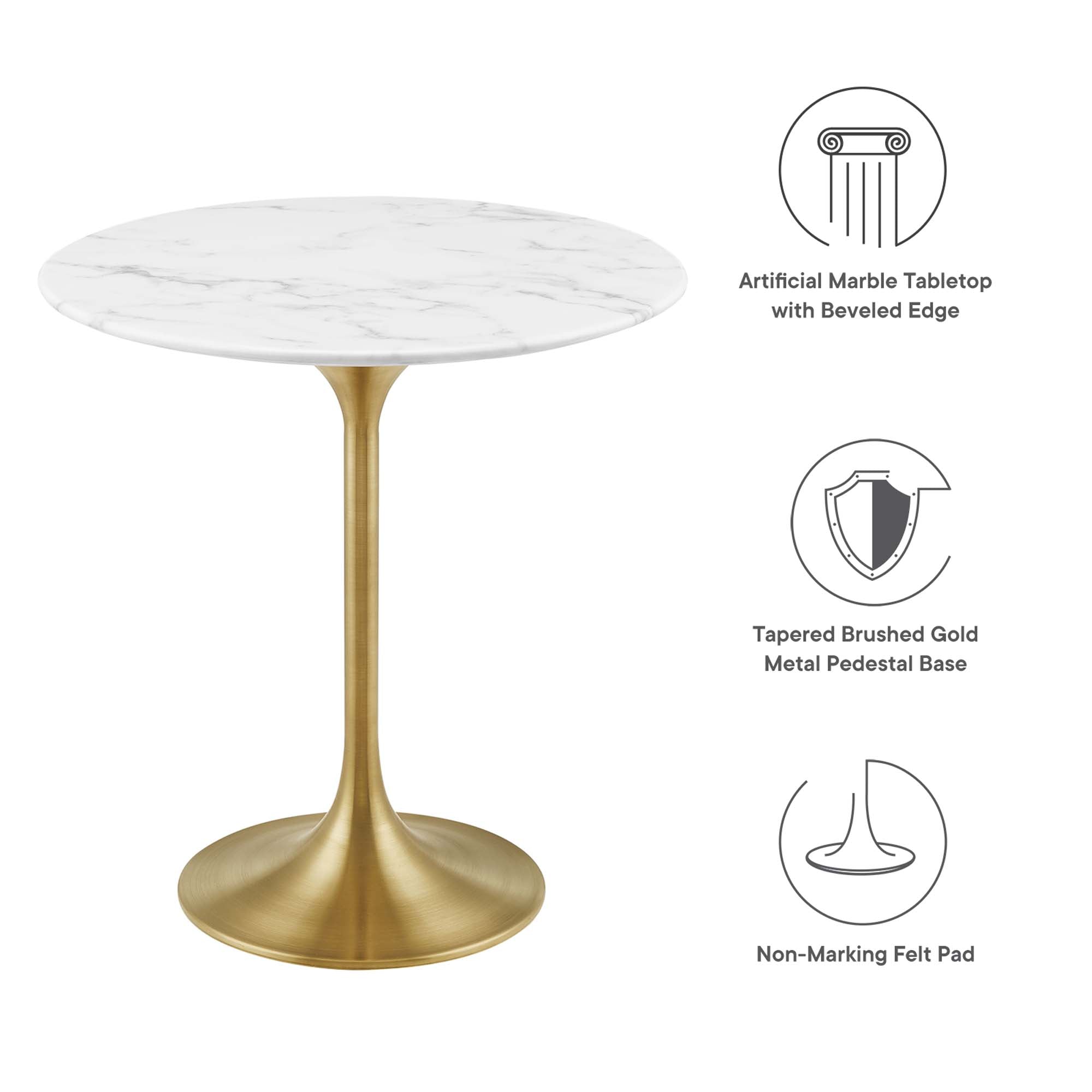 Modway Lippa 20" Round Faux Marble Side Table