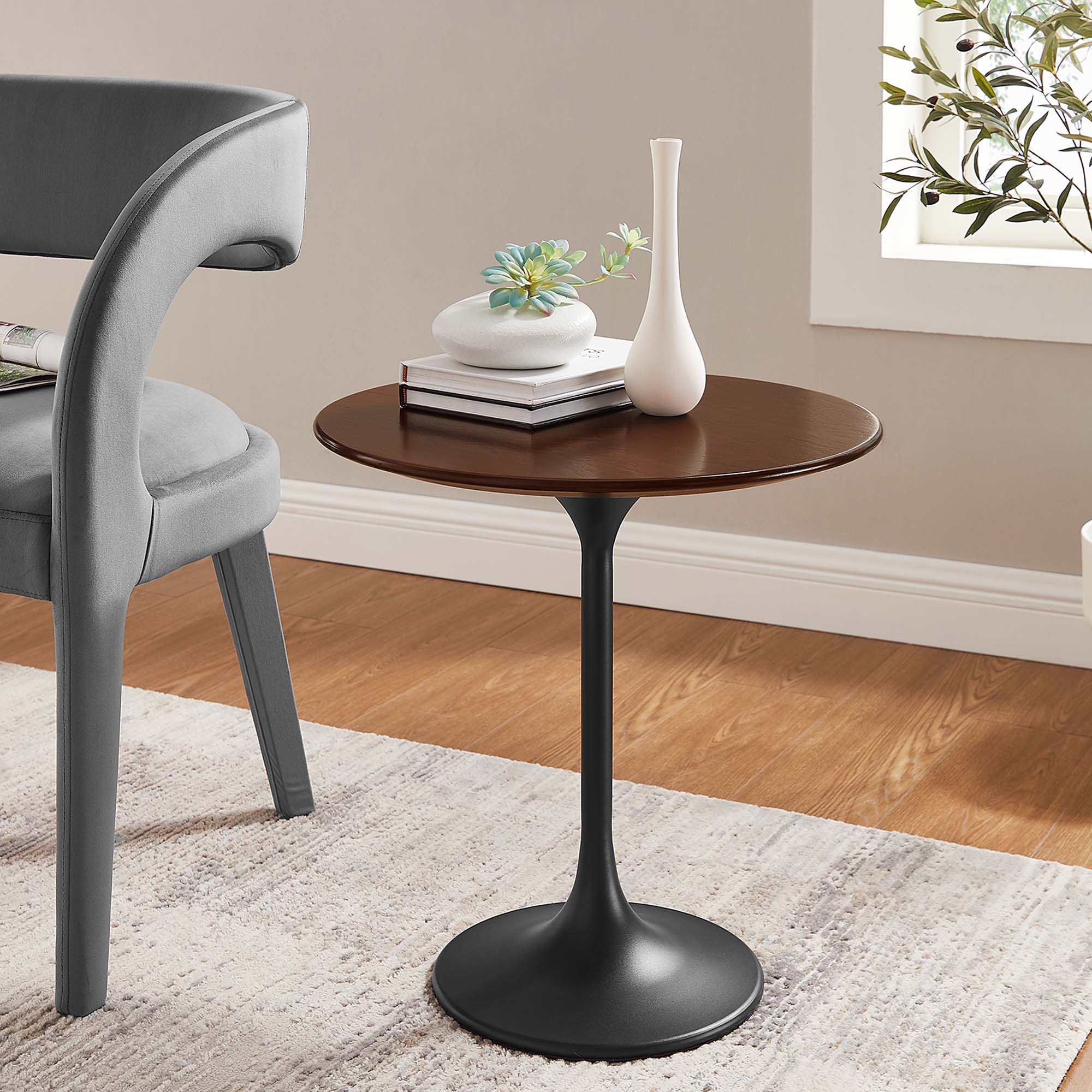 Modway Lippa 20" Round Wood Side Table