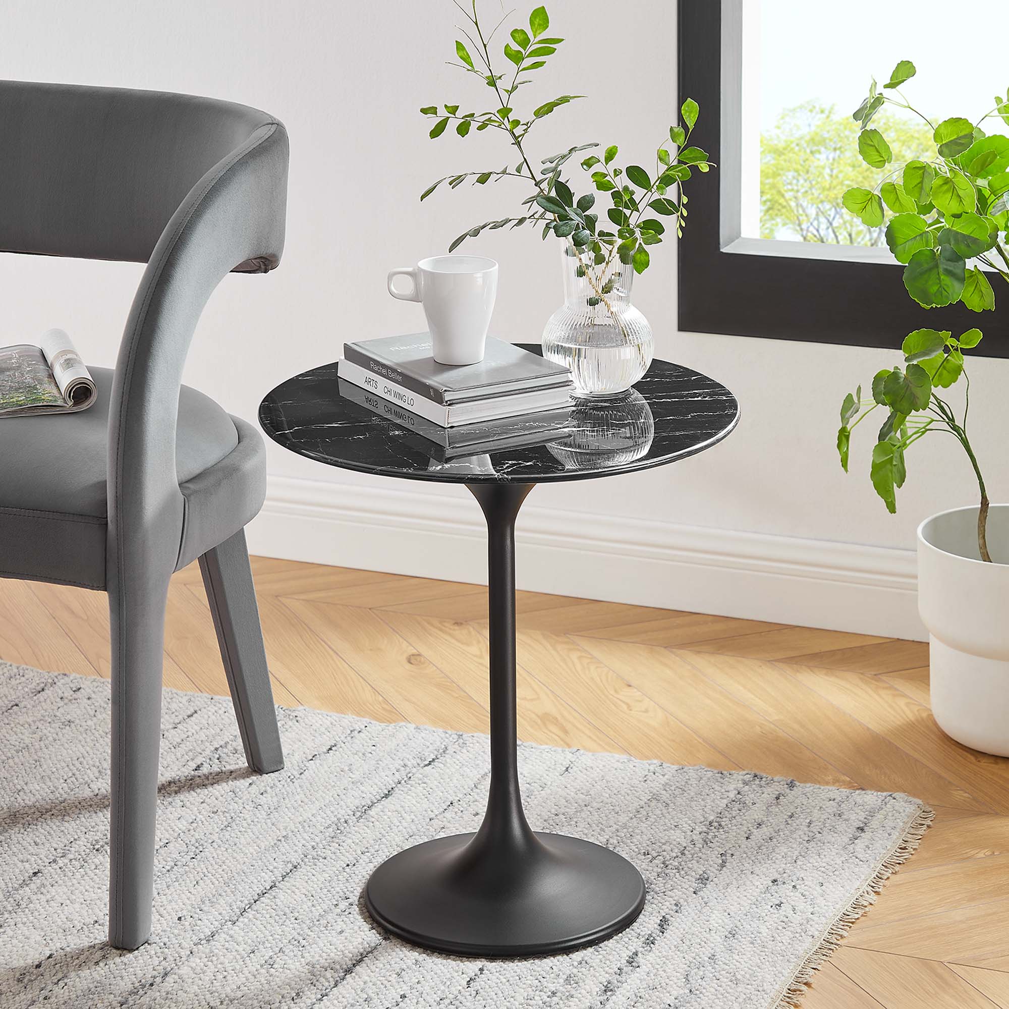 Modway Lippa 20" Round Faux Marble Side Table