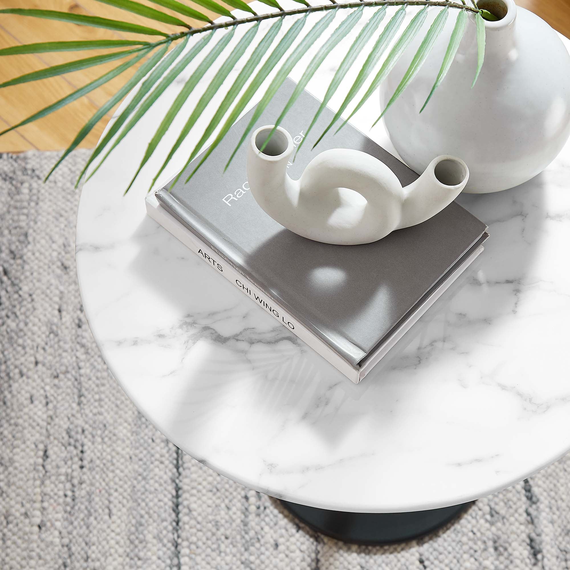 Modway Lippa 20" Round Faux Marble Side Table