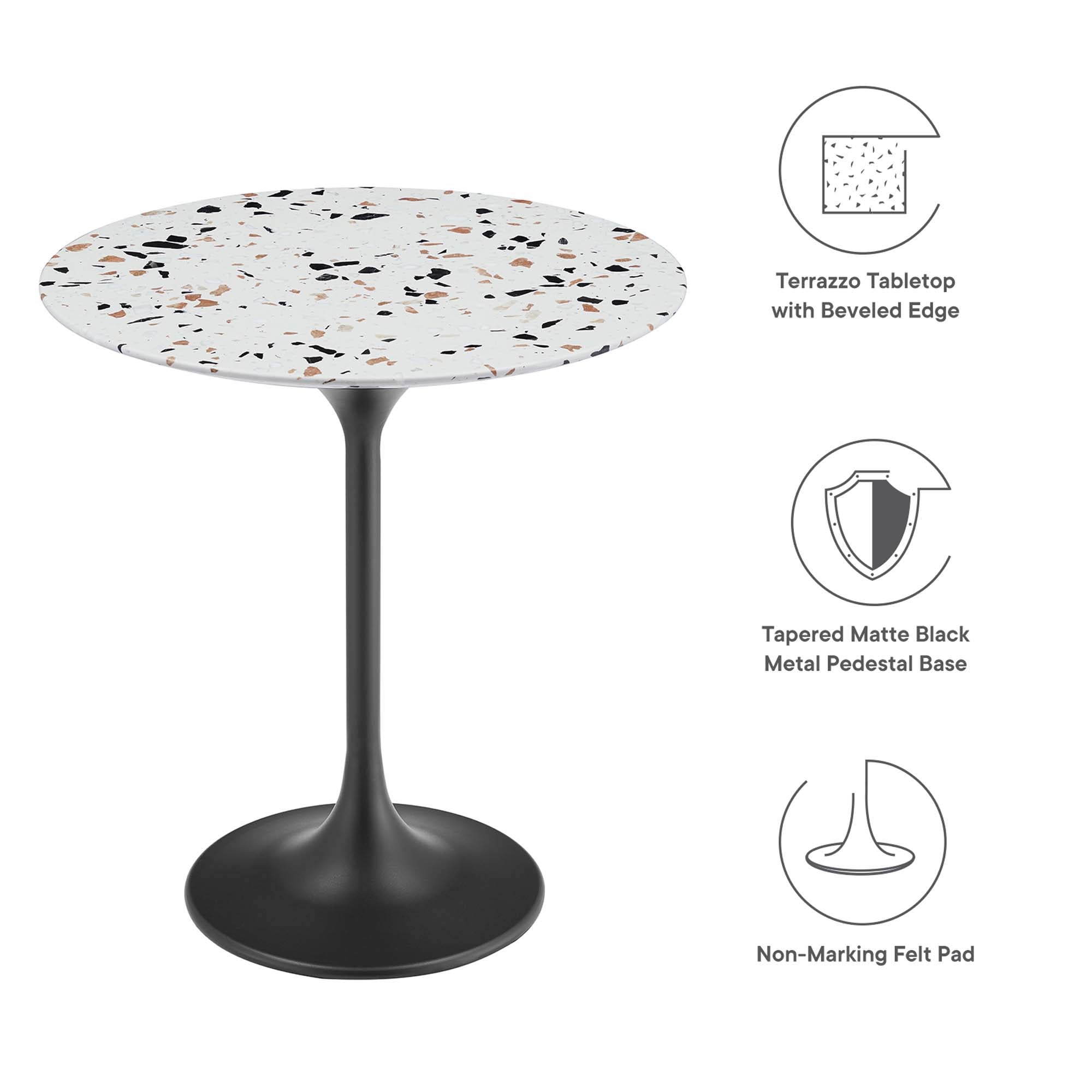 Modway Lippa 20" Round Terrazzo Side Table