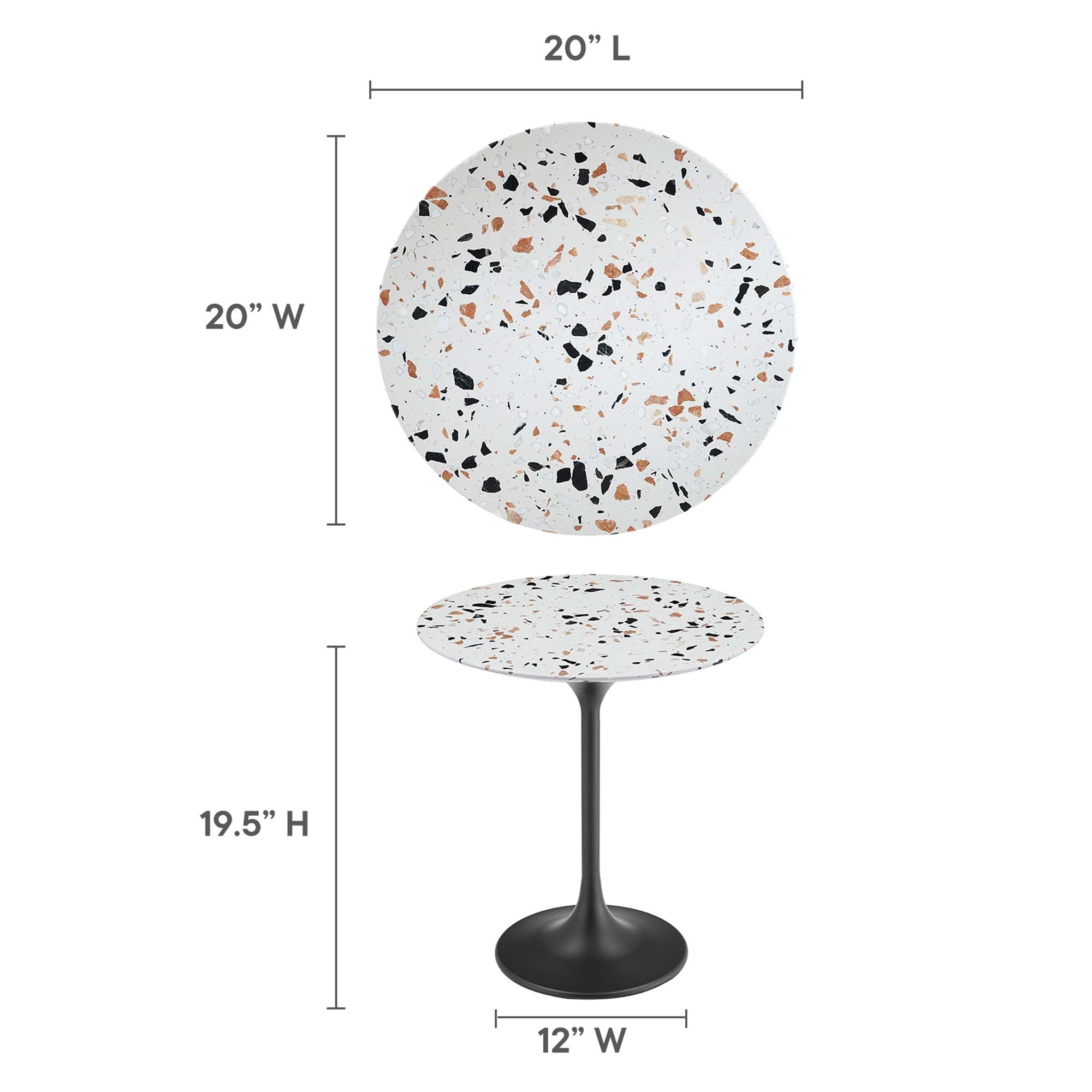 Modway Lippa 20" Round Terrazzo Side Table