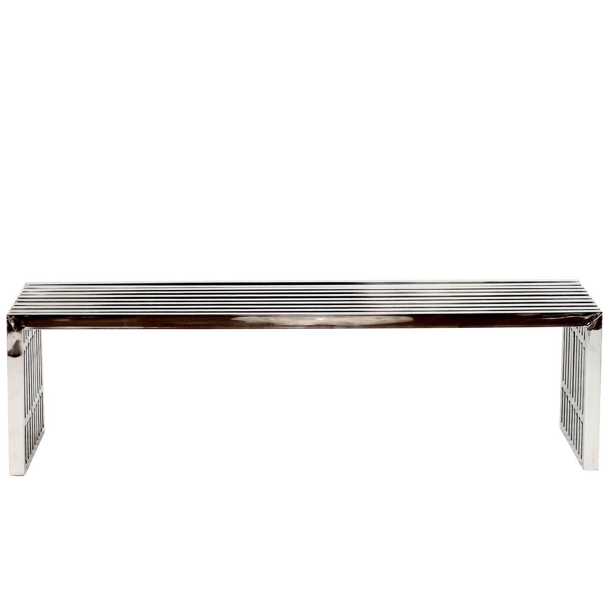 Modway Gridiron Large Stainless Steel Bench