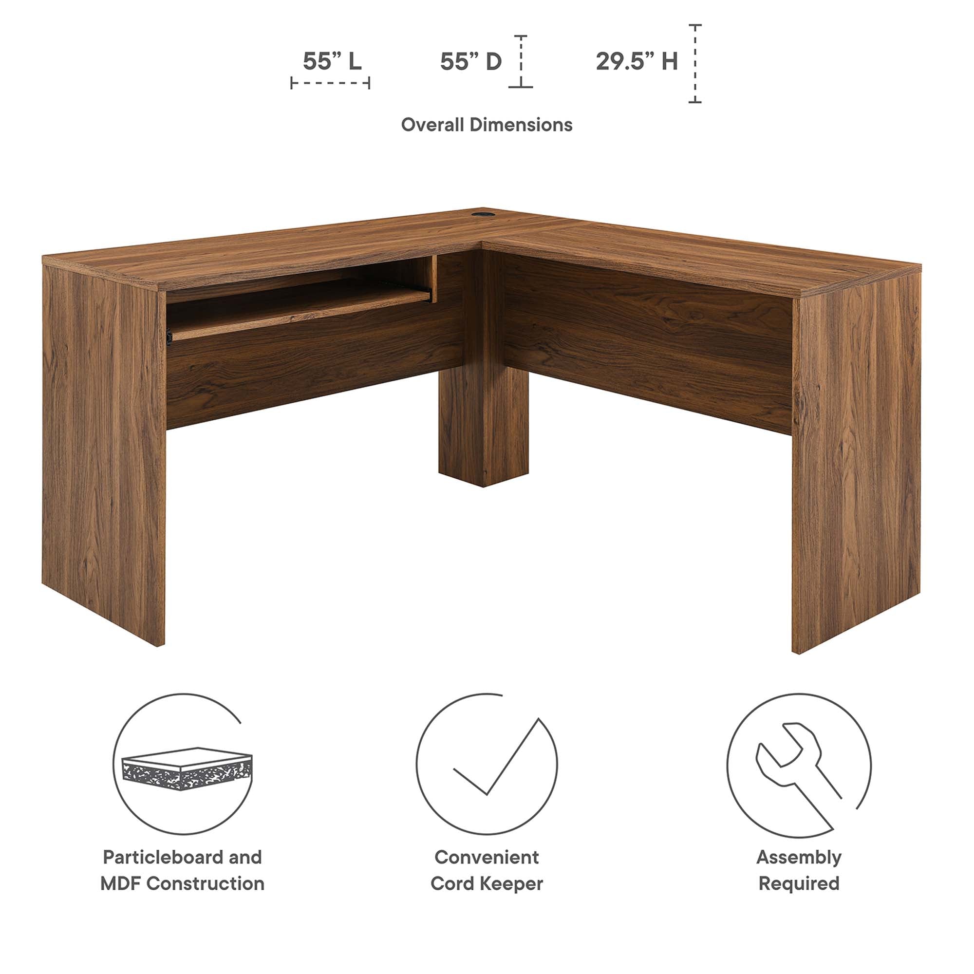 Modway Venture L-Shaped Wood Office Desk