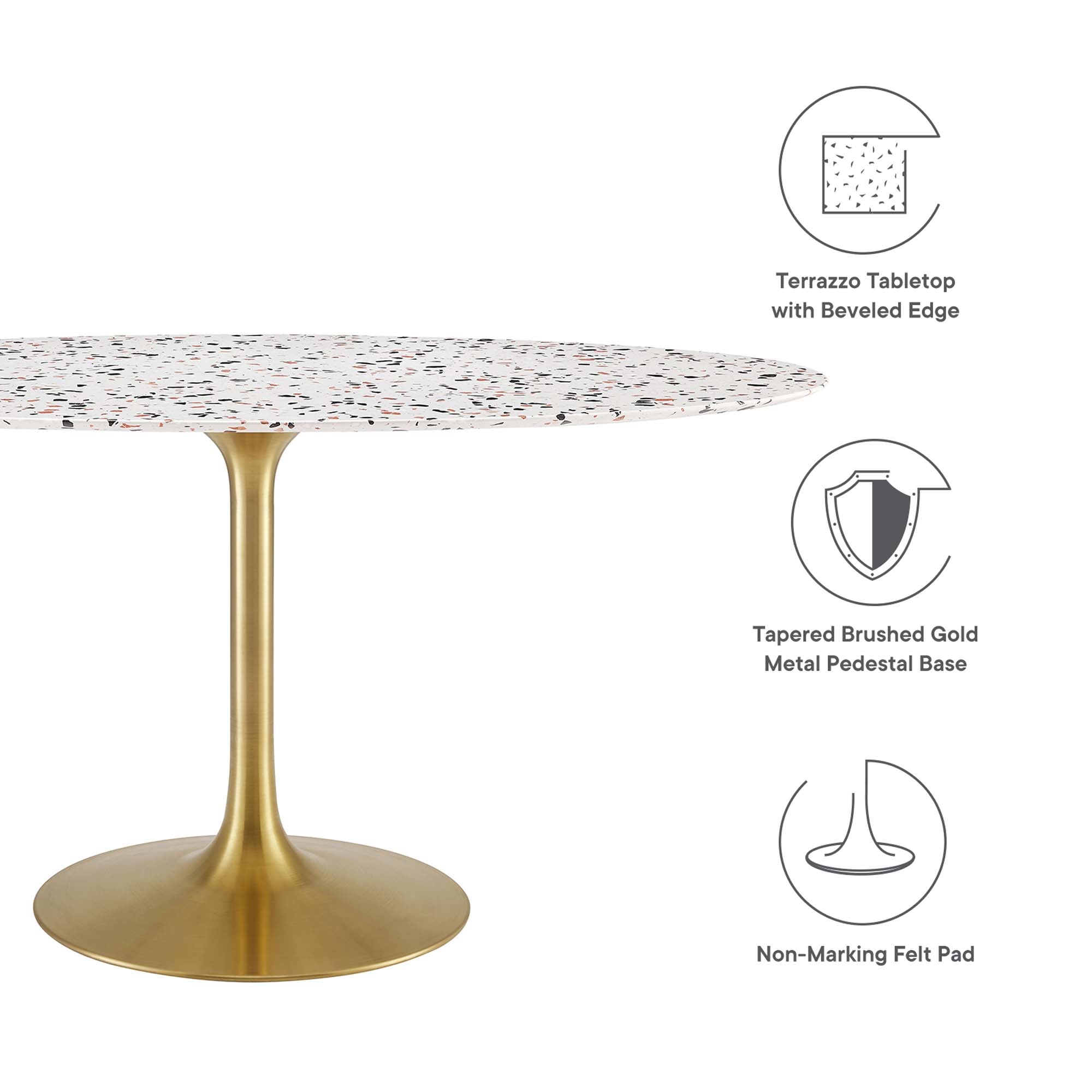 Modway Lippa 60" Oval Terrazzo Dining Table