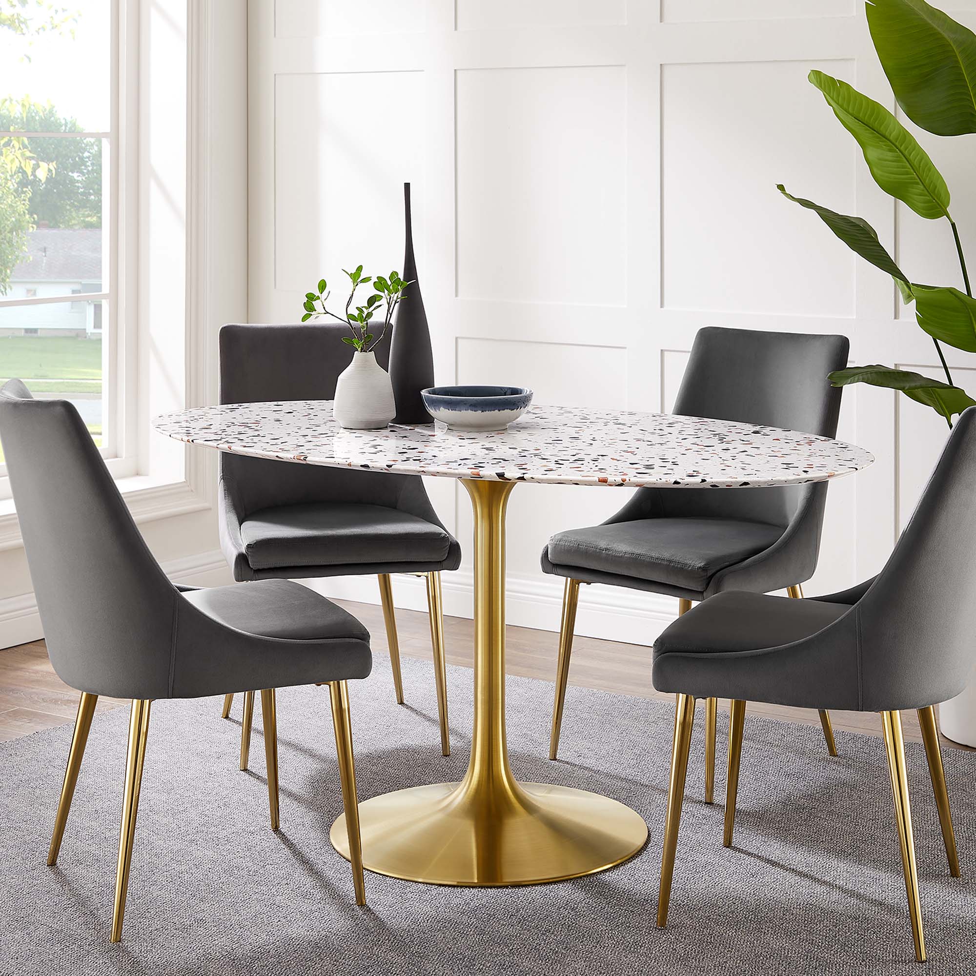 Modway Lippa 60" Oval Terrazzo Dining Table