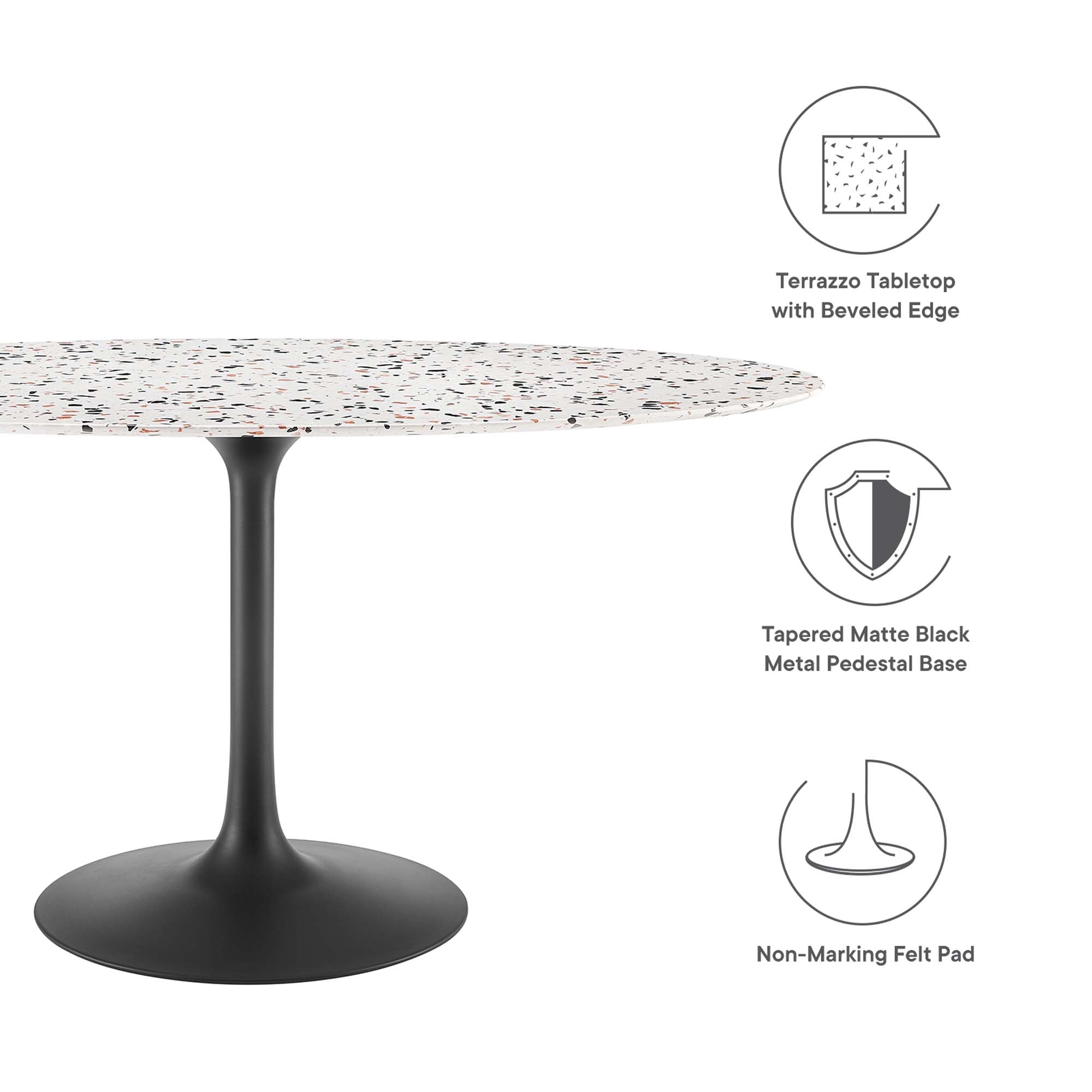 Modway Lippa 60" Oval Terrazzo Dining Table