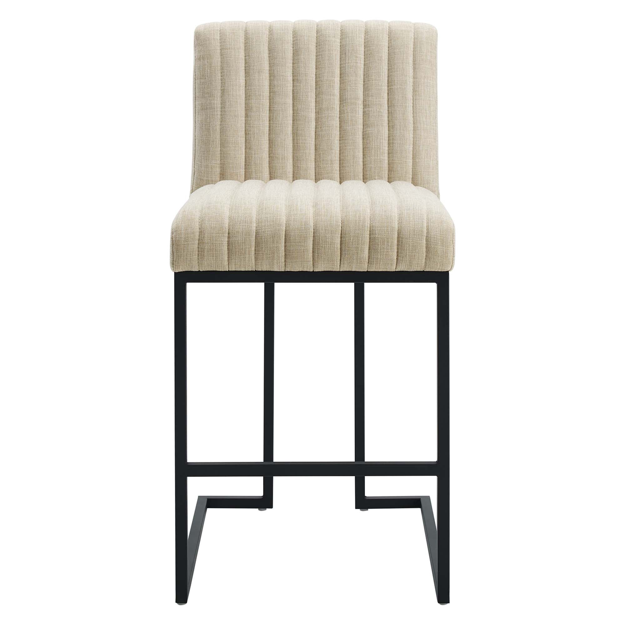 Modway Indulge Channel Tufted Fabric Counter Stools Set of 2