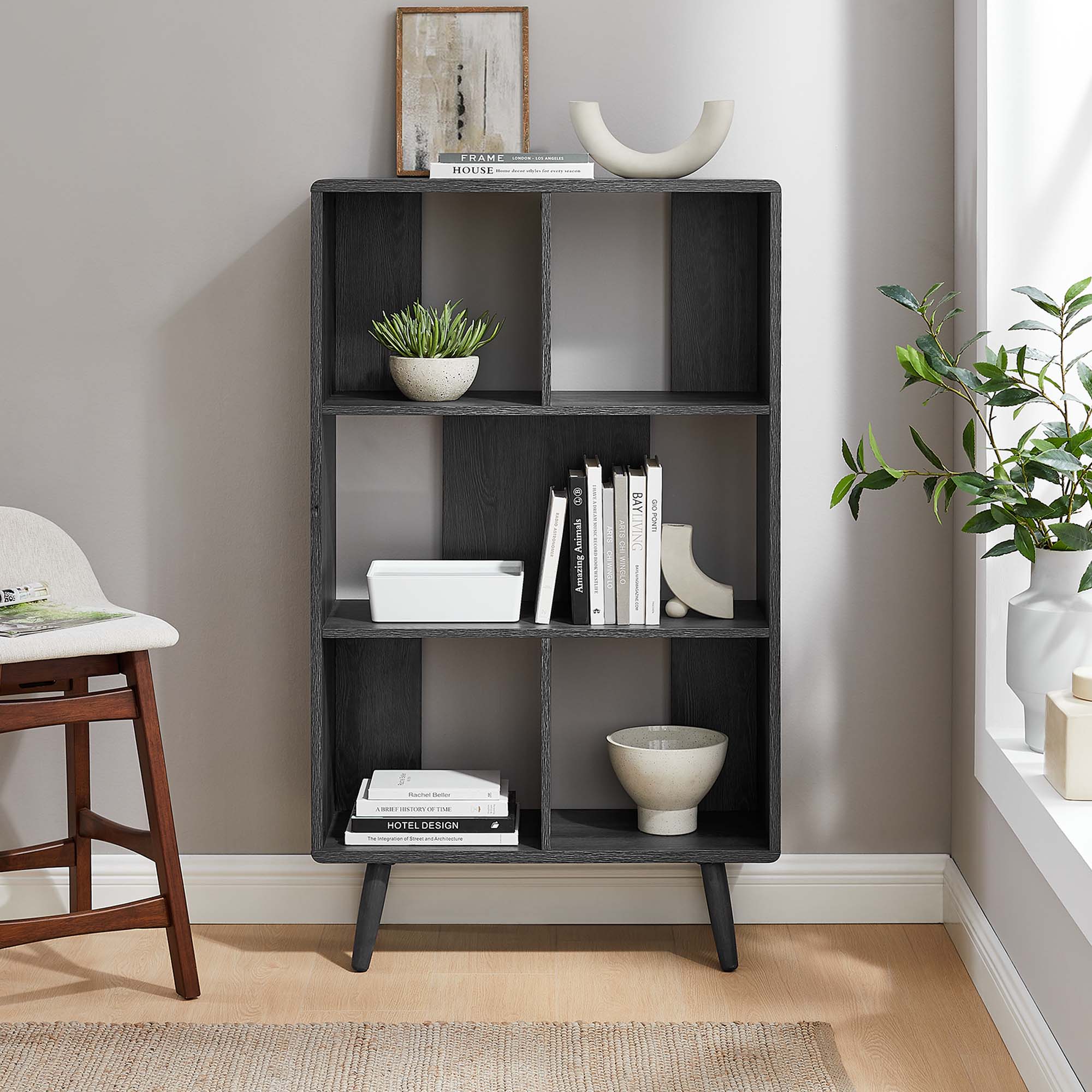 Modway Transmit 5 Shelf Wood Grain Bookcase