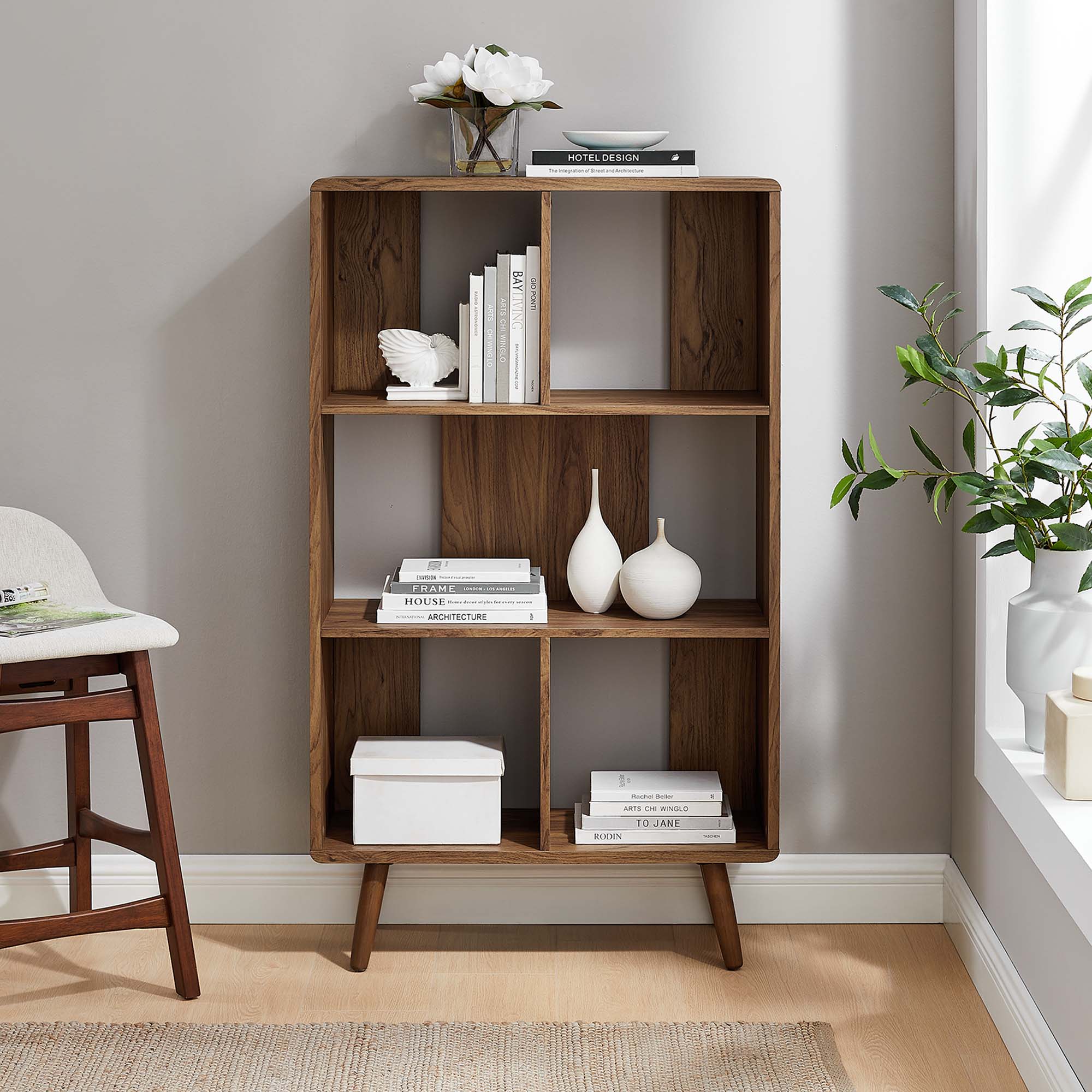 Modway Transmit 5 Shelf Wood Grain Bookcase