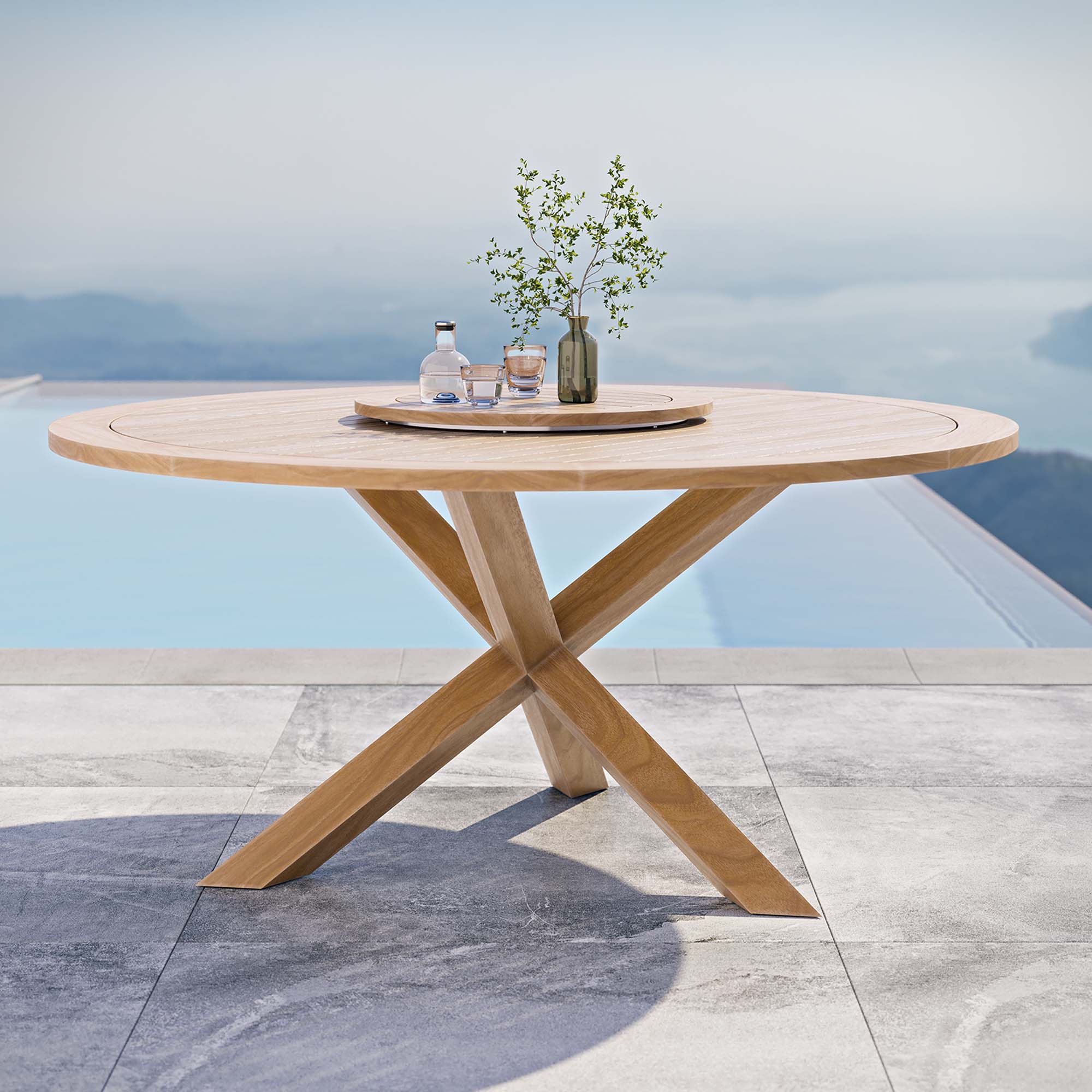 Modway Wellspring 63" Outdoor Patio Teak Wood Dining Table