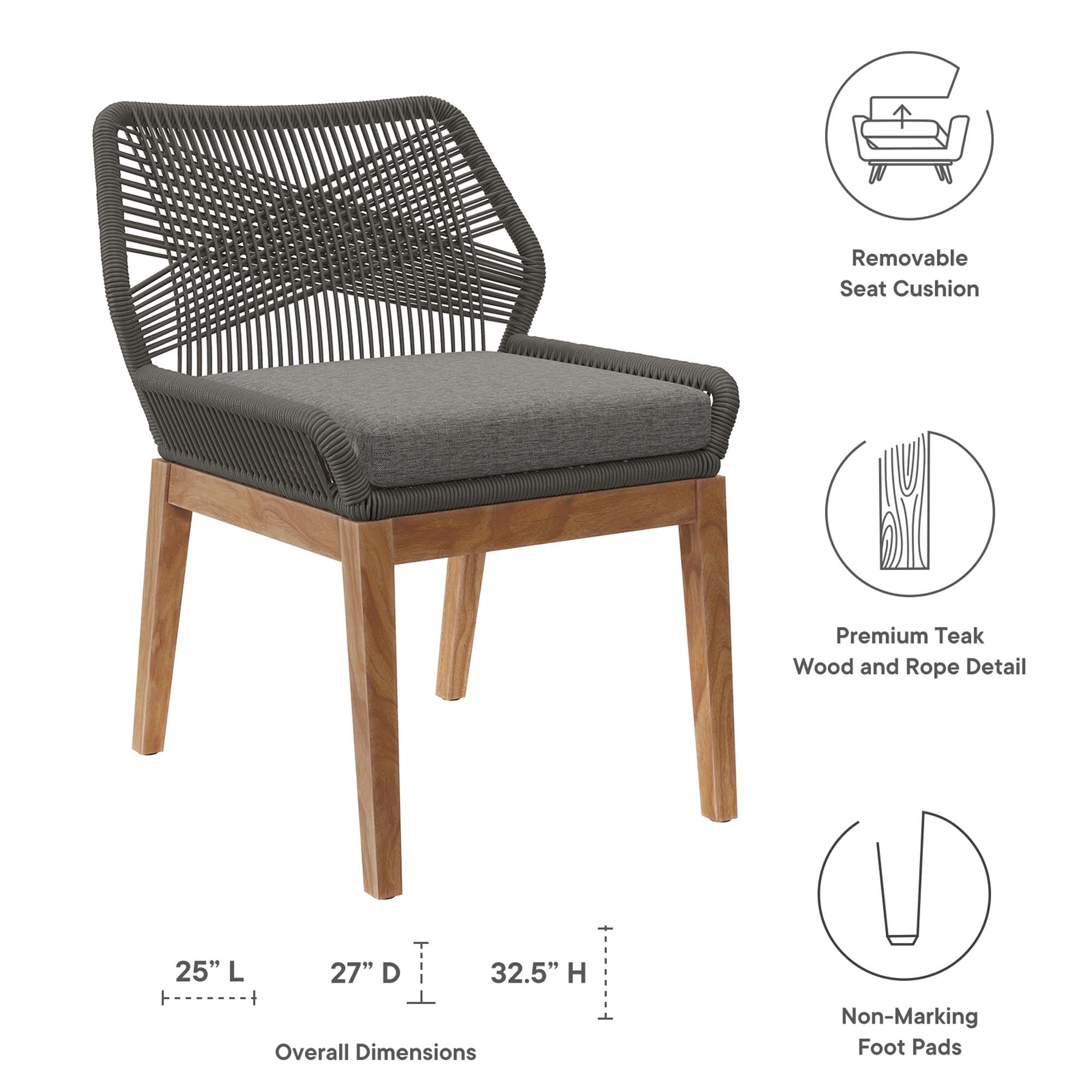 Modway Wellspring Outdoor Patio Teak Wood Dining Chair