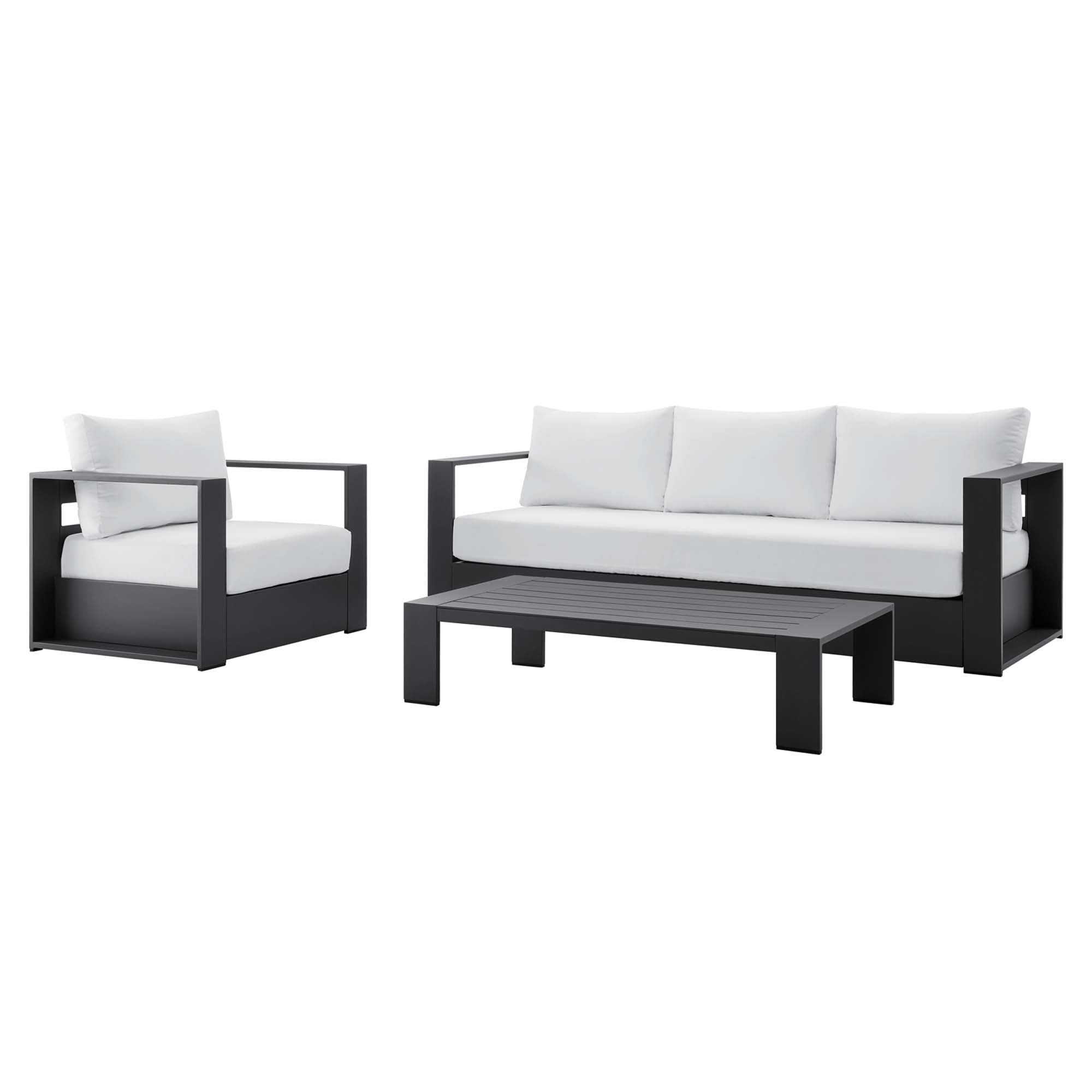 Modway Tahoe 3-Piece Outdoor Patio Powder-Coated Aluminum Set