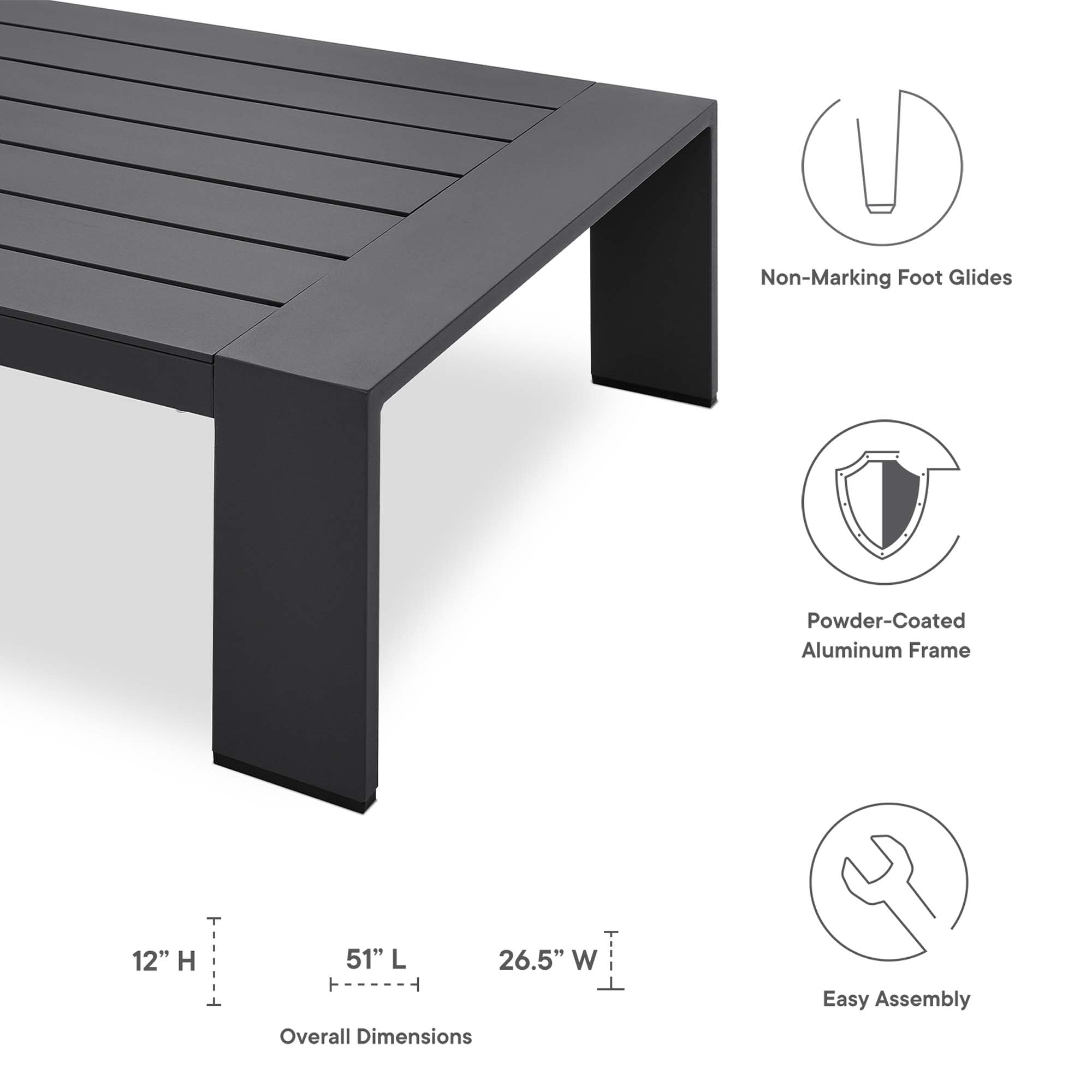 Modway Tahoe 4-Piece Outdoor Patio Powder-Coated Aluminum Set