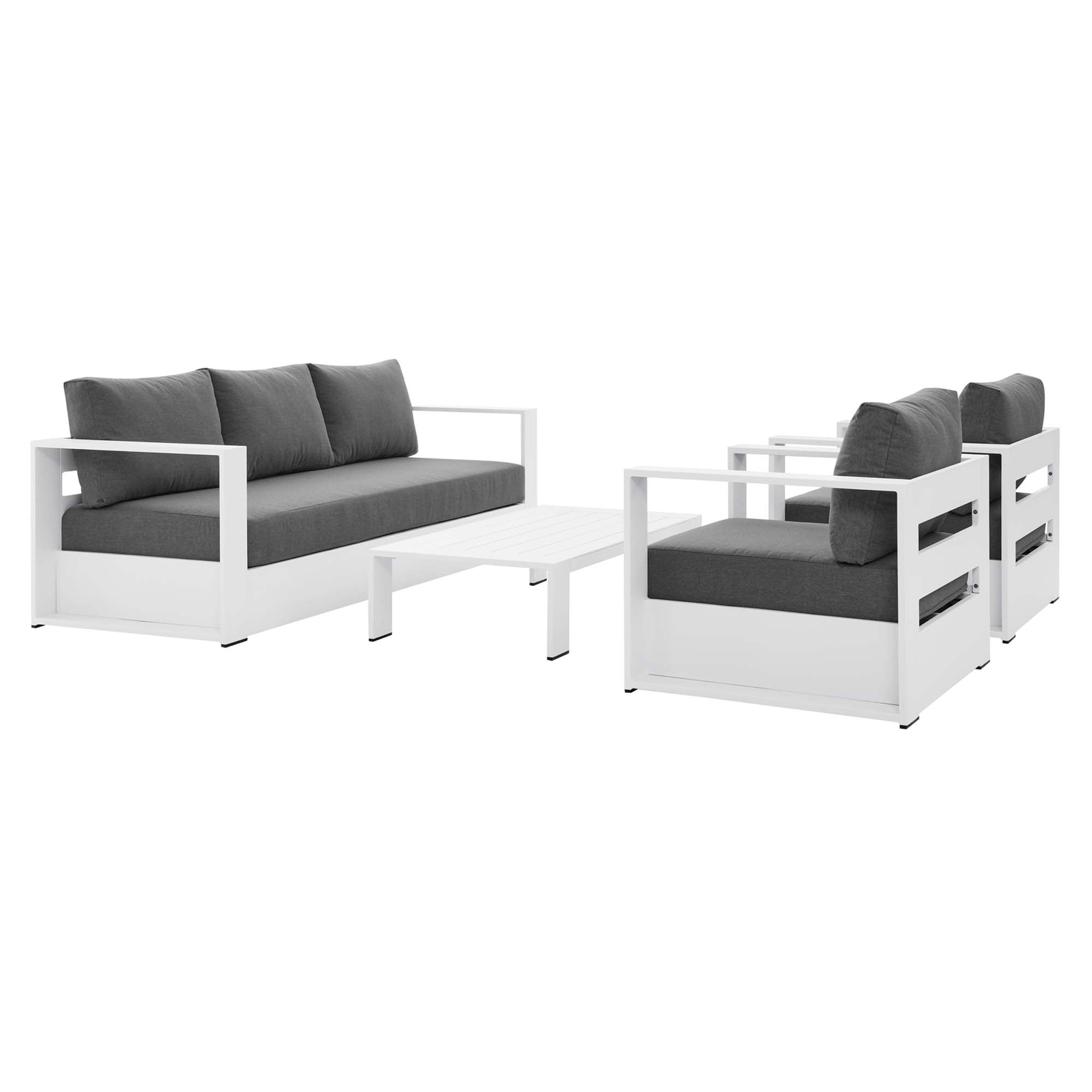 Modway Tahoe 4-Piece Outdoor Patio Powder-Coated Aluminum Set