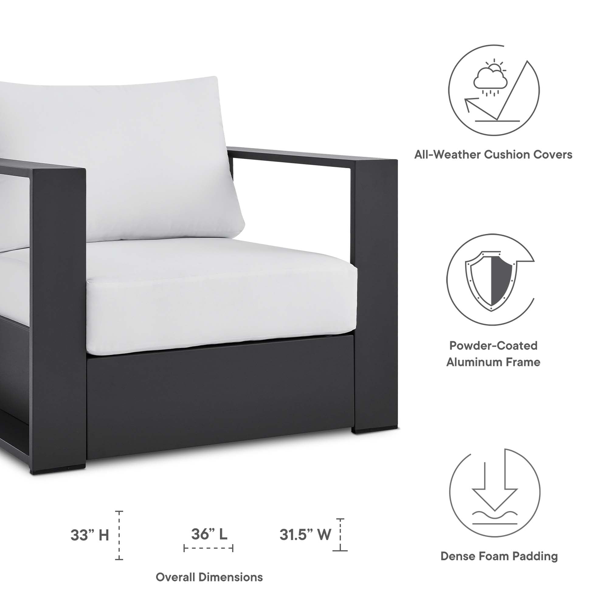 Modway Tahoe 2-Piece Outdoor Patio Powder-Coated Aluminum Armchair Set
