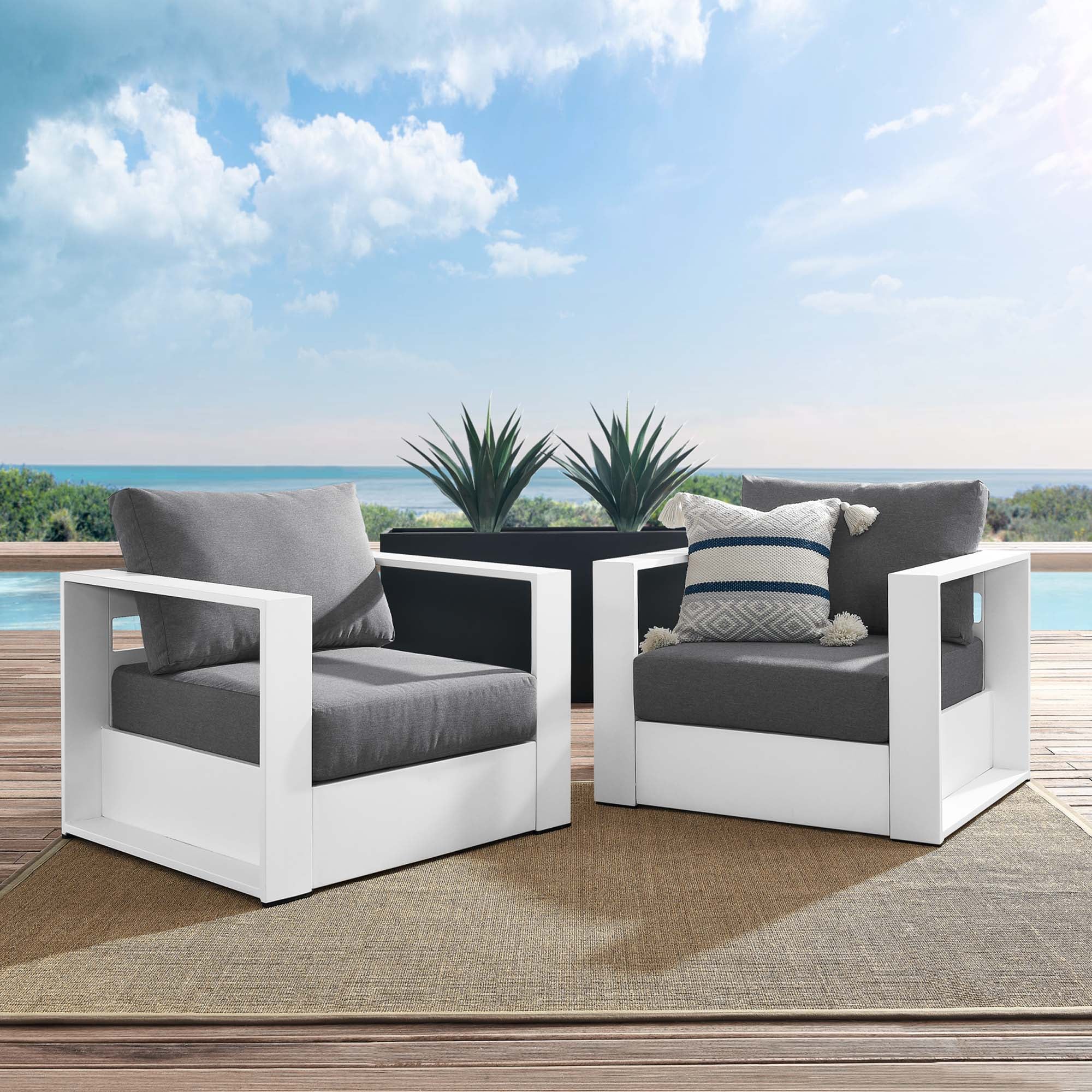 Modway Tahoe 2-Piece Outdoor Patio Powder-Coated Aluminum Armchair Set