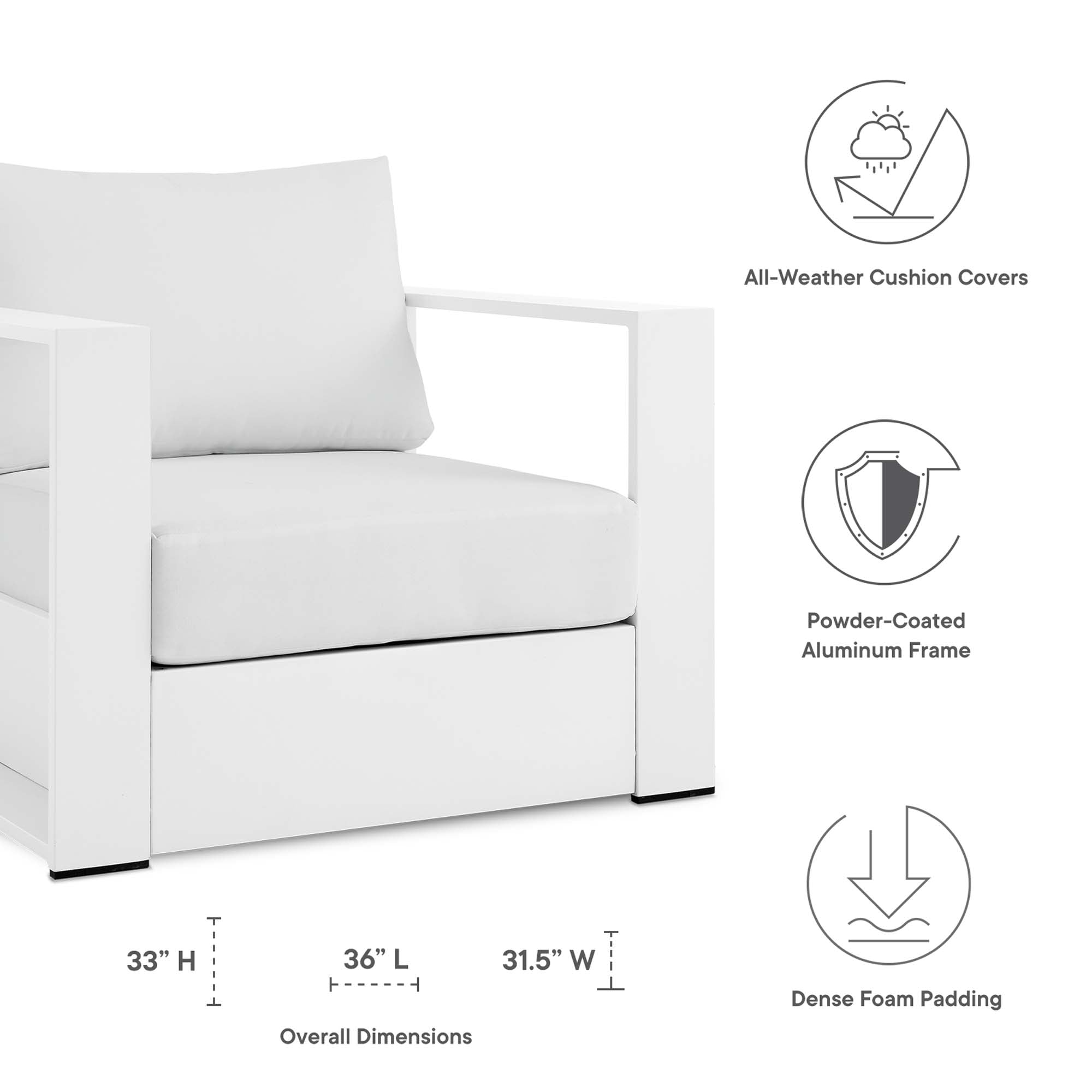 Modway Tahoe 2-Piece Outdoor Patio Powder-Coated Aluminum Armchair Set
