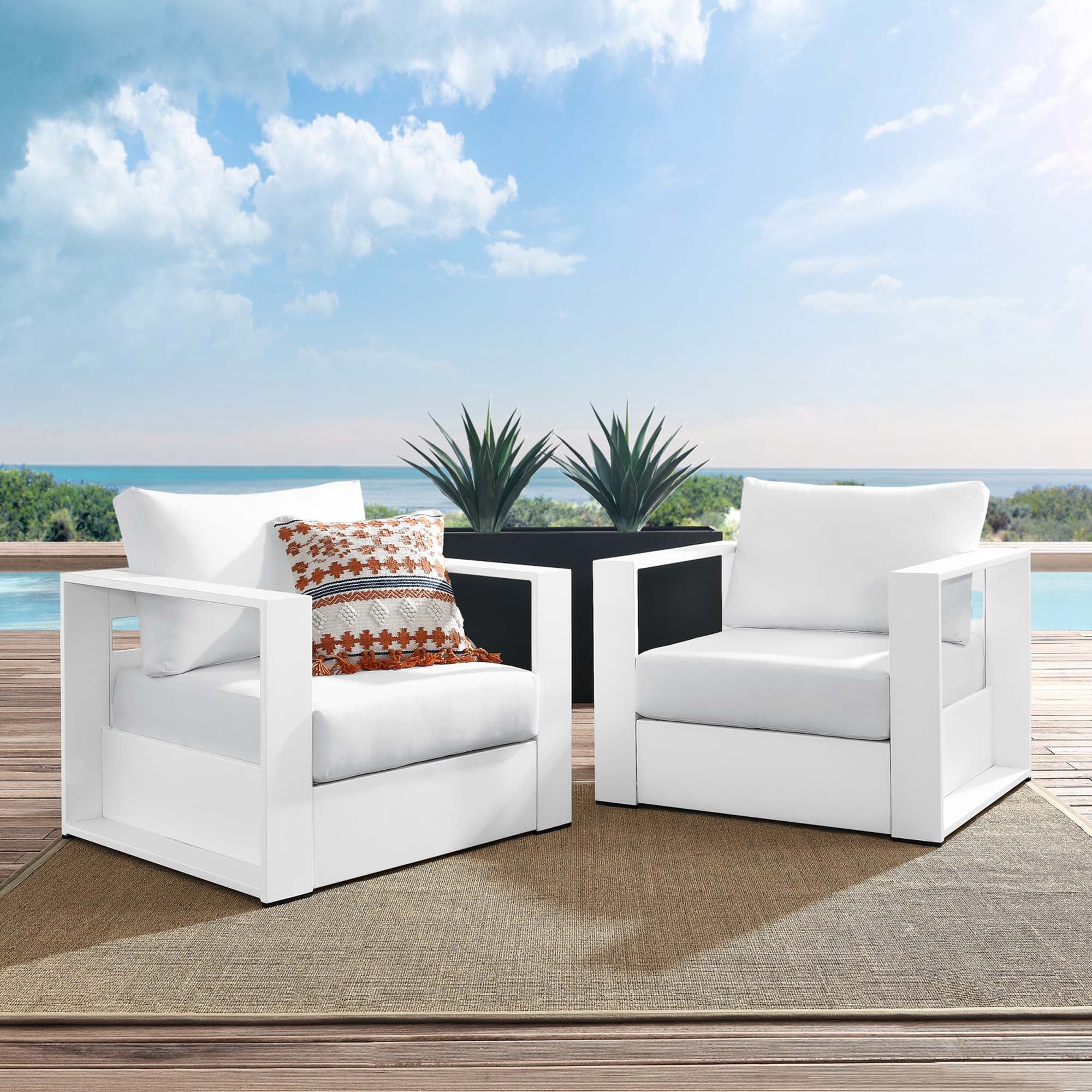 Modway Tahoe 2-Piece Outdoor Patio Powder-Coated Aluminum Armchair Set