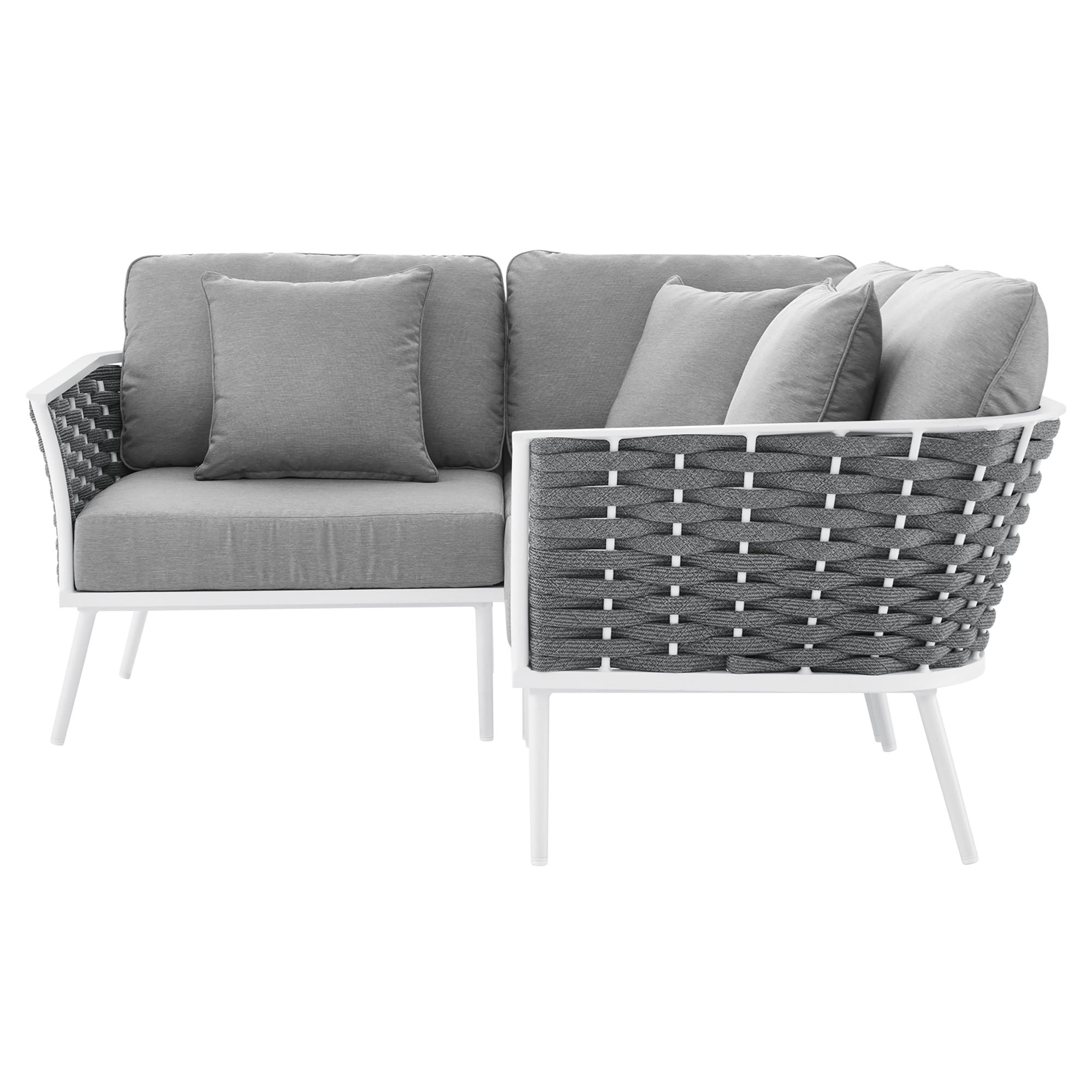 Modway Stance Outdoor Patio Aluminum Small Sectional Sofa