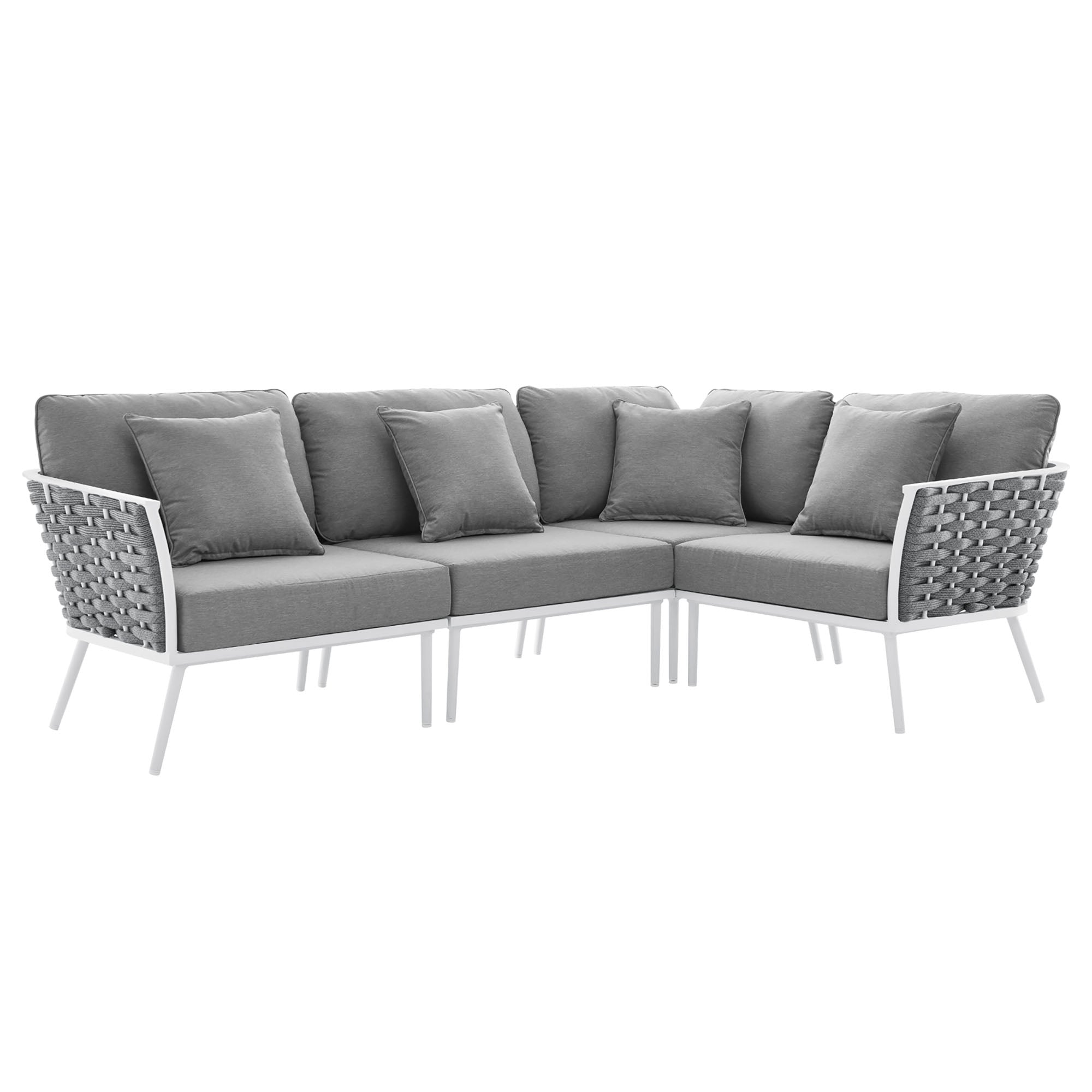 Modway Stance Outdoor Patio Aluminum Large Sectional Sofa