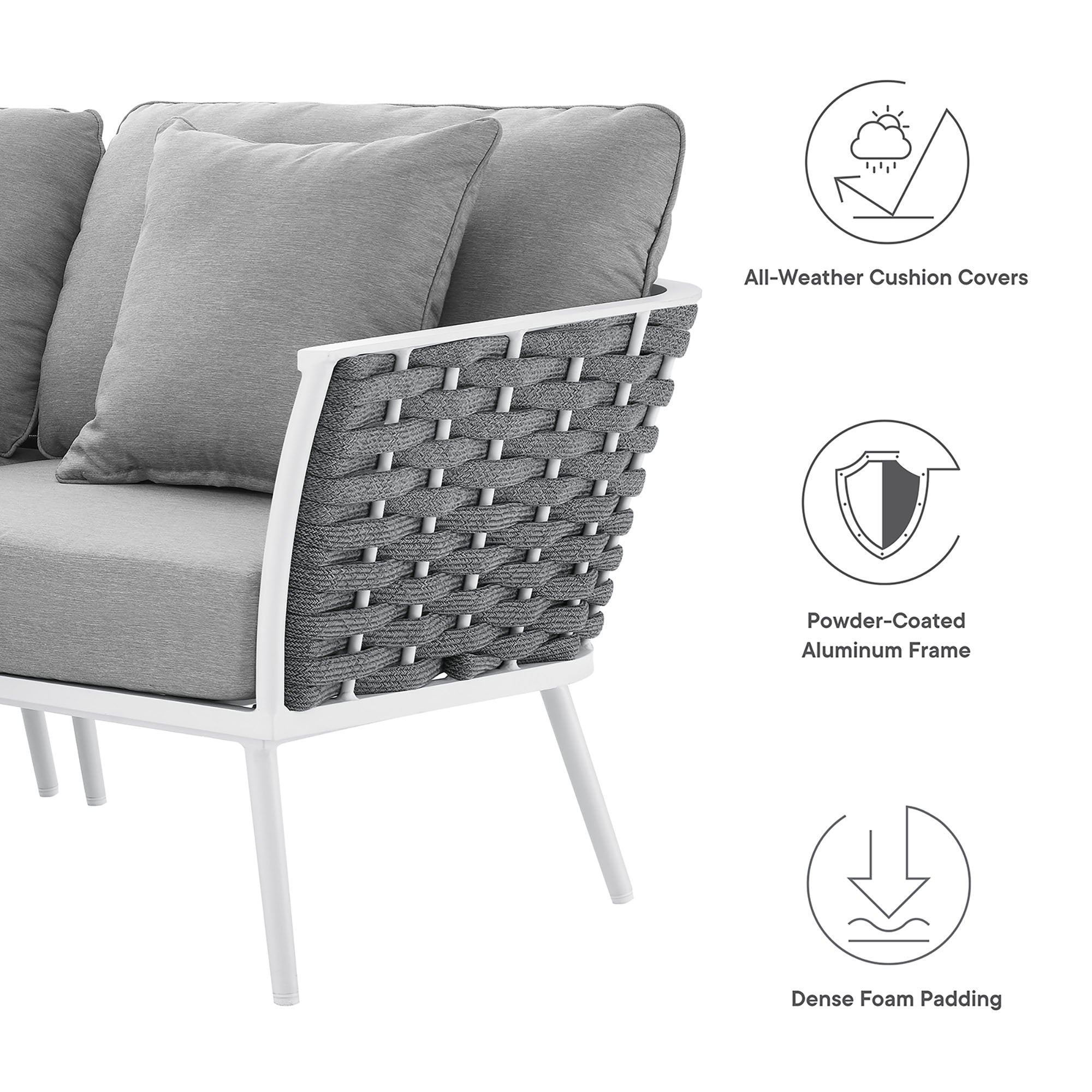 Modway Stance Outdoor Patio Aluminum Large Sectional Sofa