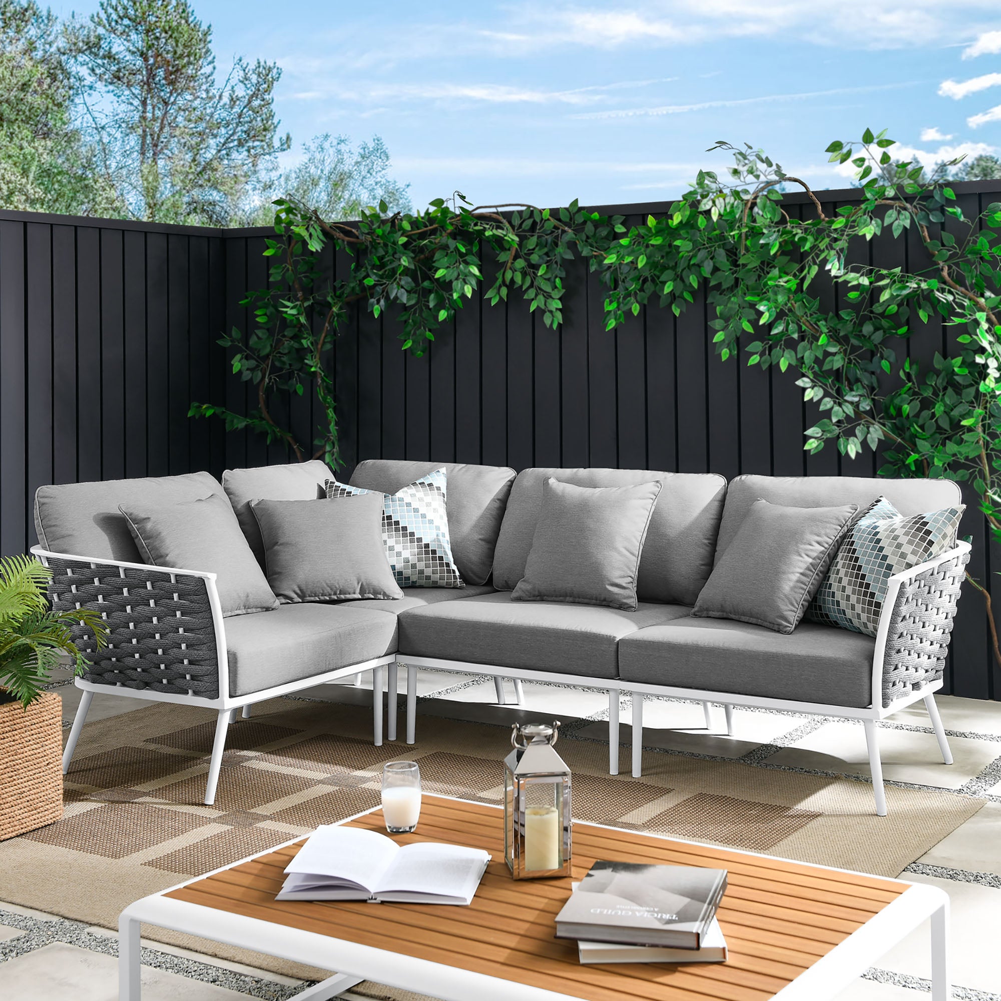 Modway Stance Outdoor Patio Aluminum Large Sectional Sofa