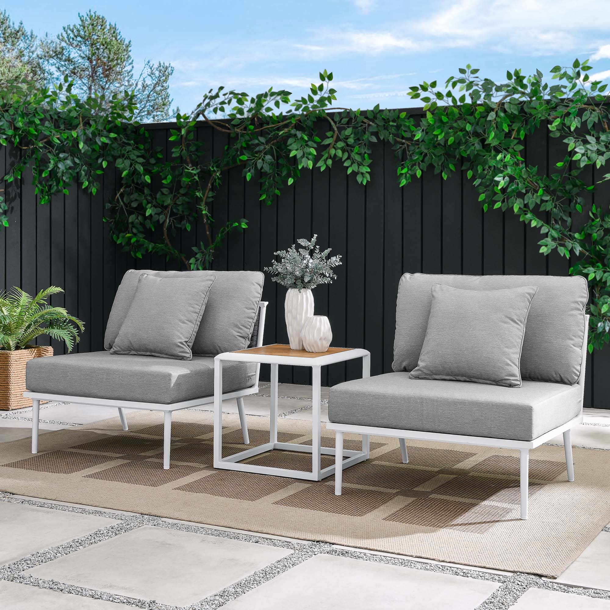 Modway Stance 3 Piece Outdoor Patio Aluminum Set