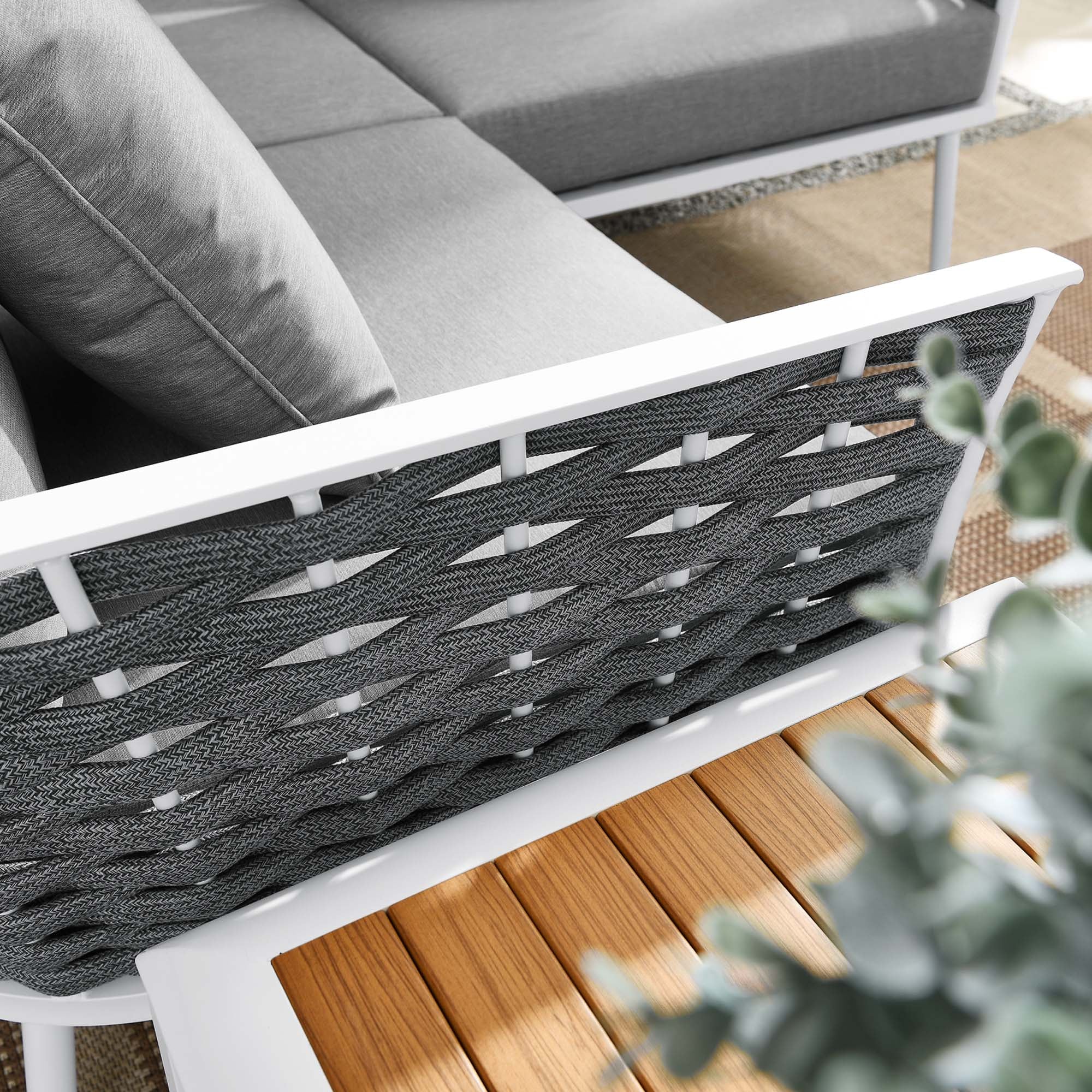Modway Stance 4 Piece Outdoor Patio Aluminum Sectional Sofa Set