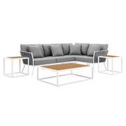 Modway Stance 7 Piece Outdoor Patio Aluminum Sectional Sofa Set