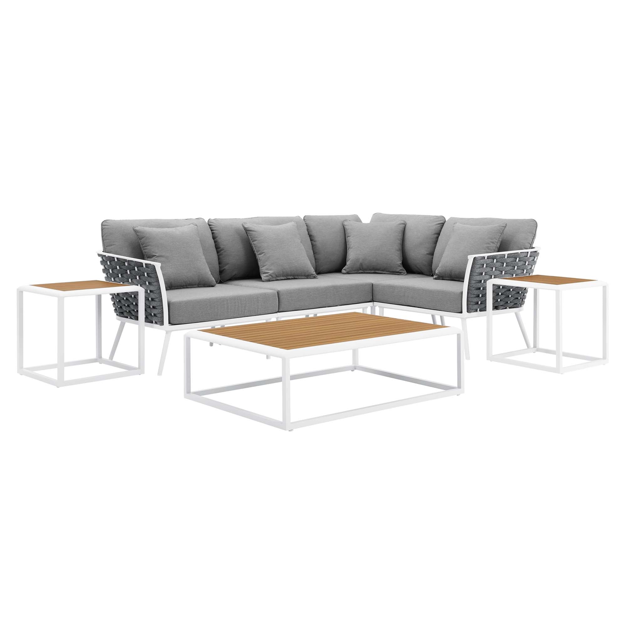 Modway Stance 7 Piece Outdoor Patio Aluminum Sectional Sofa Set