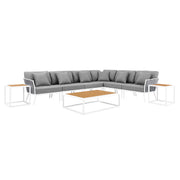 Modway Stance 9 Piece Aluminum Outdoor Patio Aluminum Sectional Sofa Set