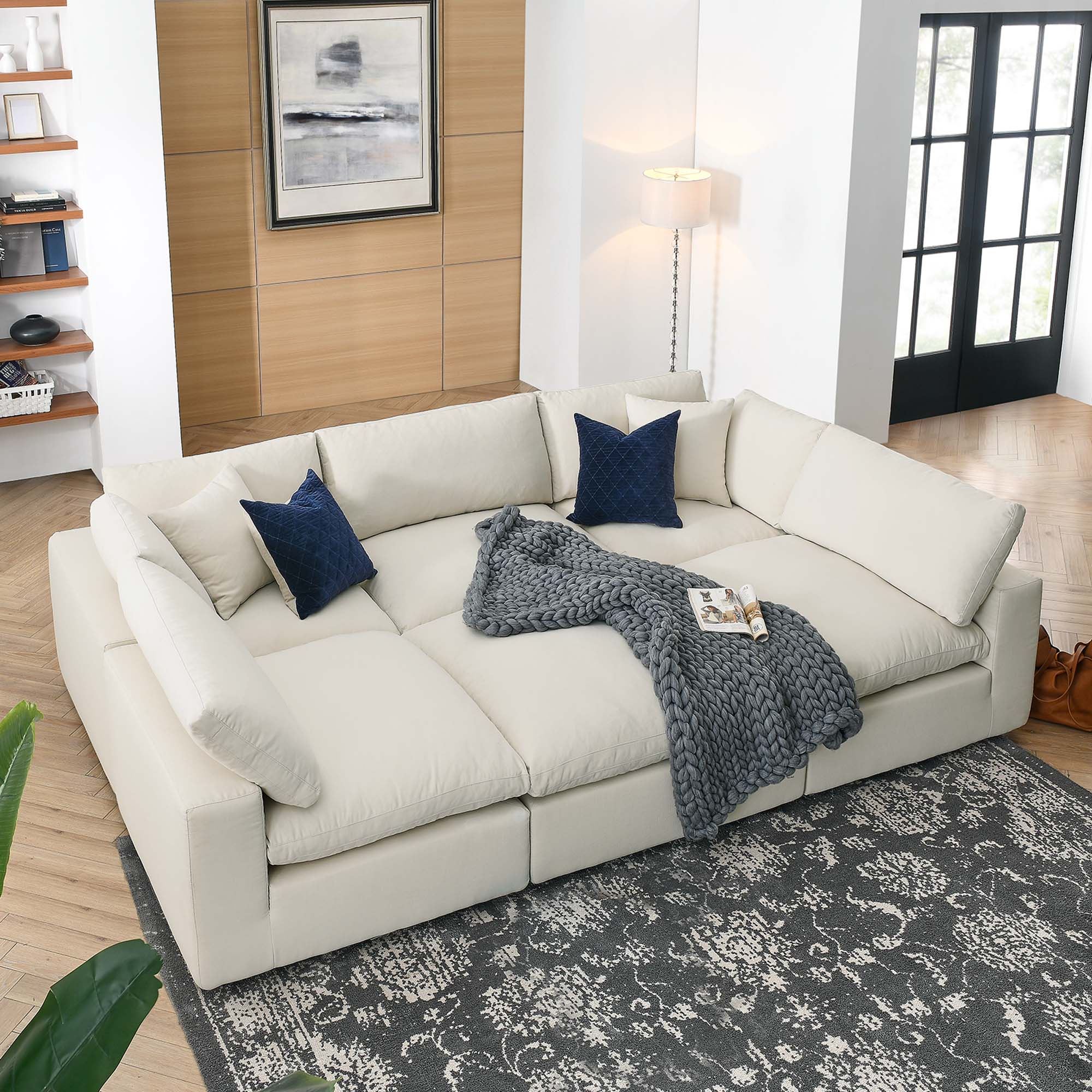 Modway EEI-5761 Commix 6-Piece Down Filled Overstuffed Sectional Sofa