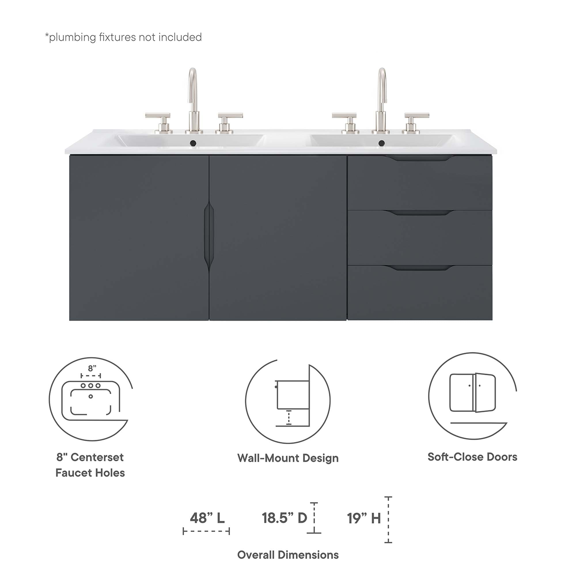Modway Vitality 48" Double Sink Bathroom Vanity