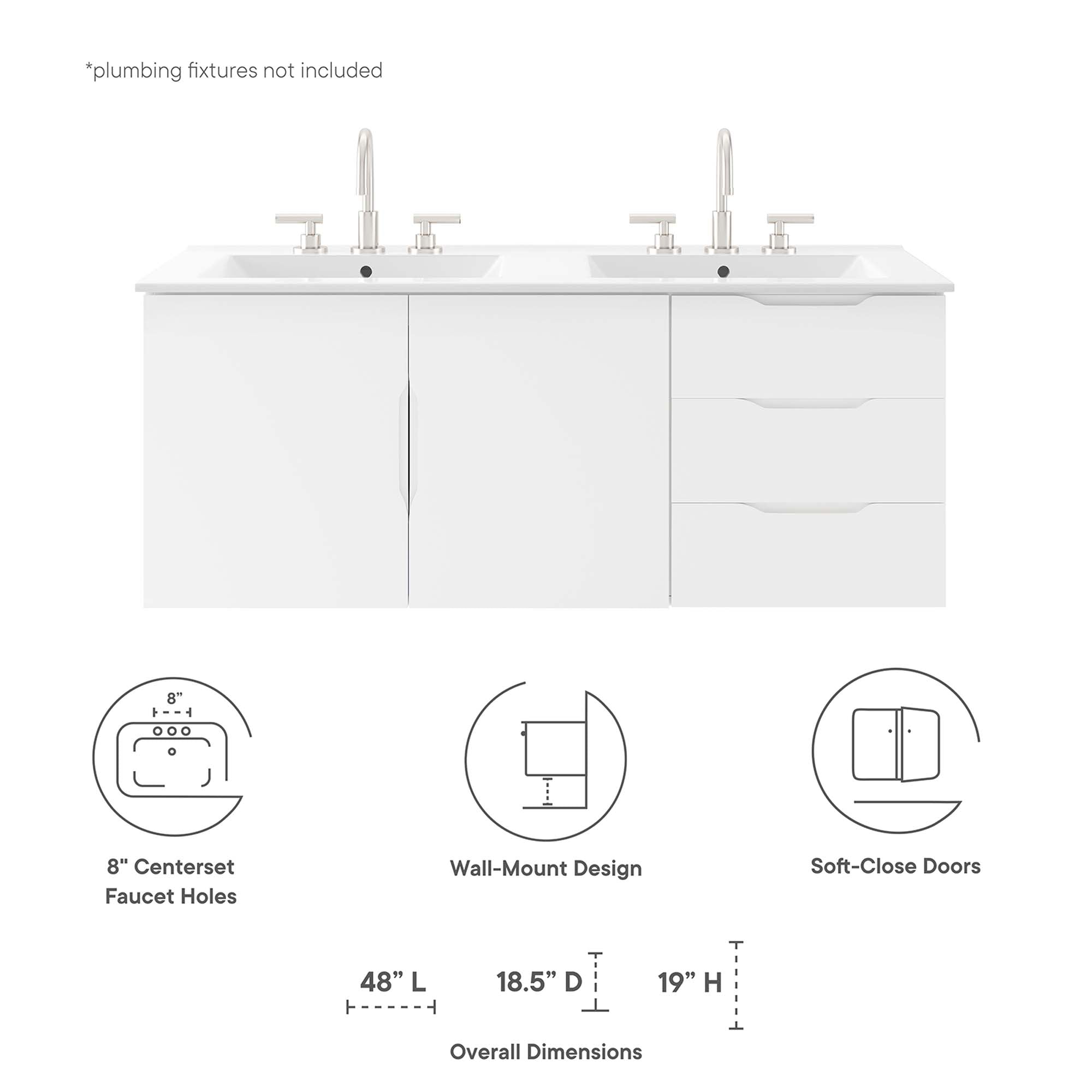 Modway Vitality 48" Double Sink Bathroom Vanity