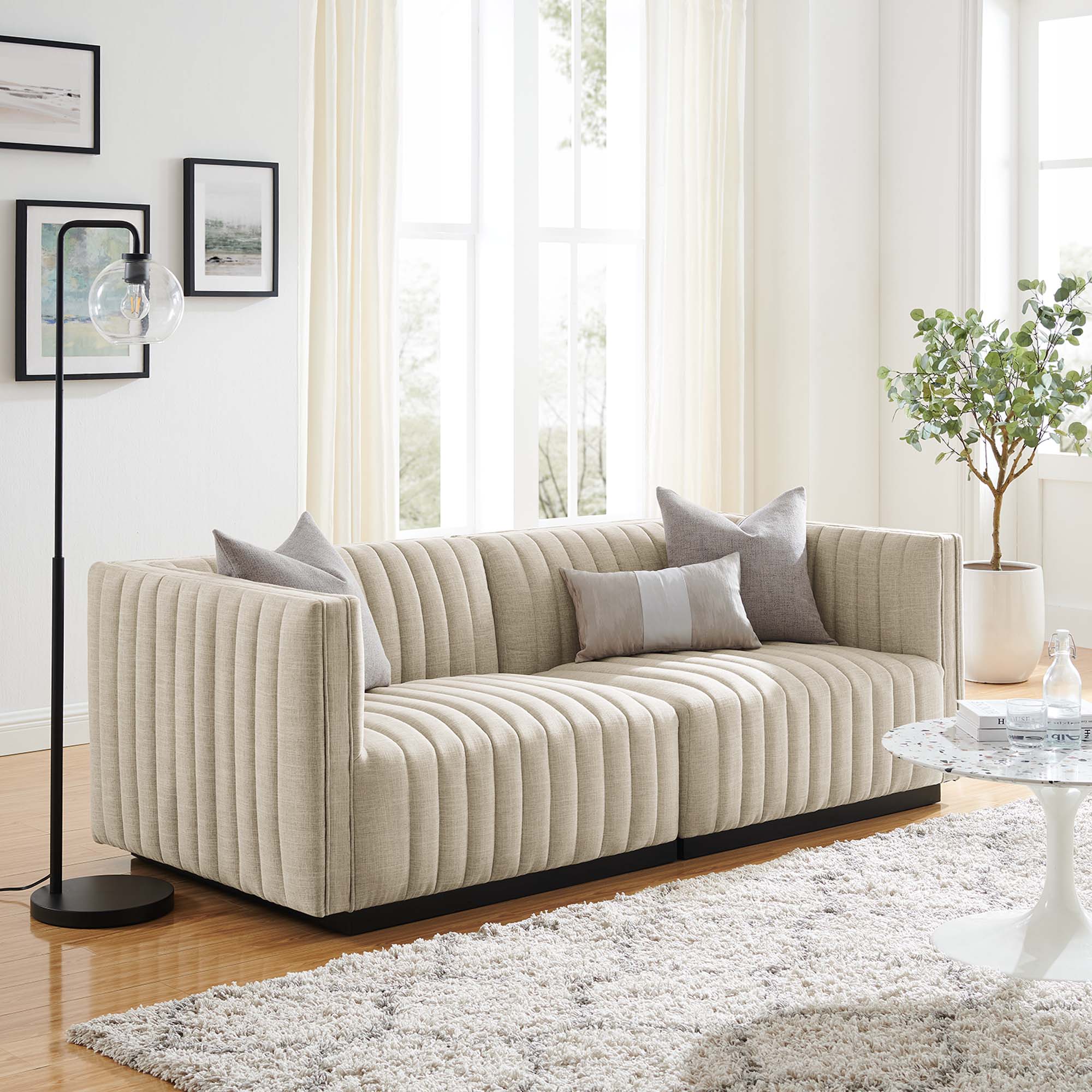 Modway Conjure Channel Tufted Upholstered Fabric Loveseat