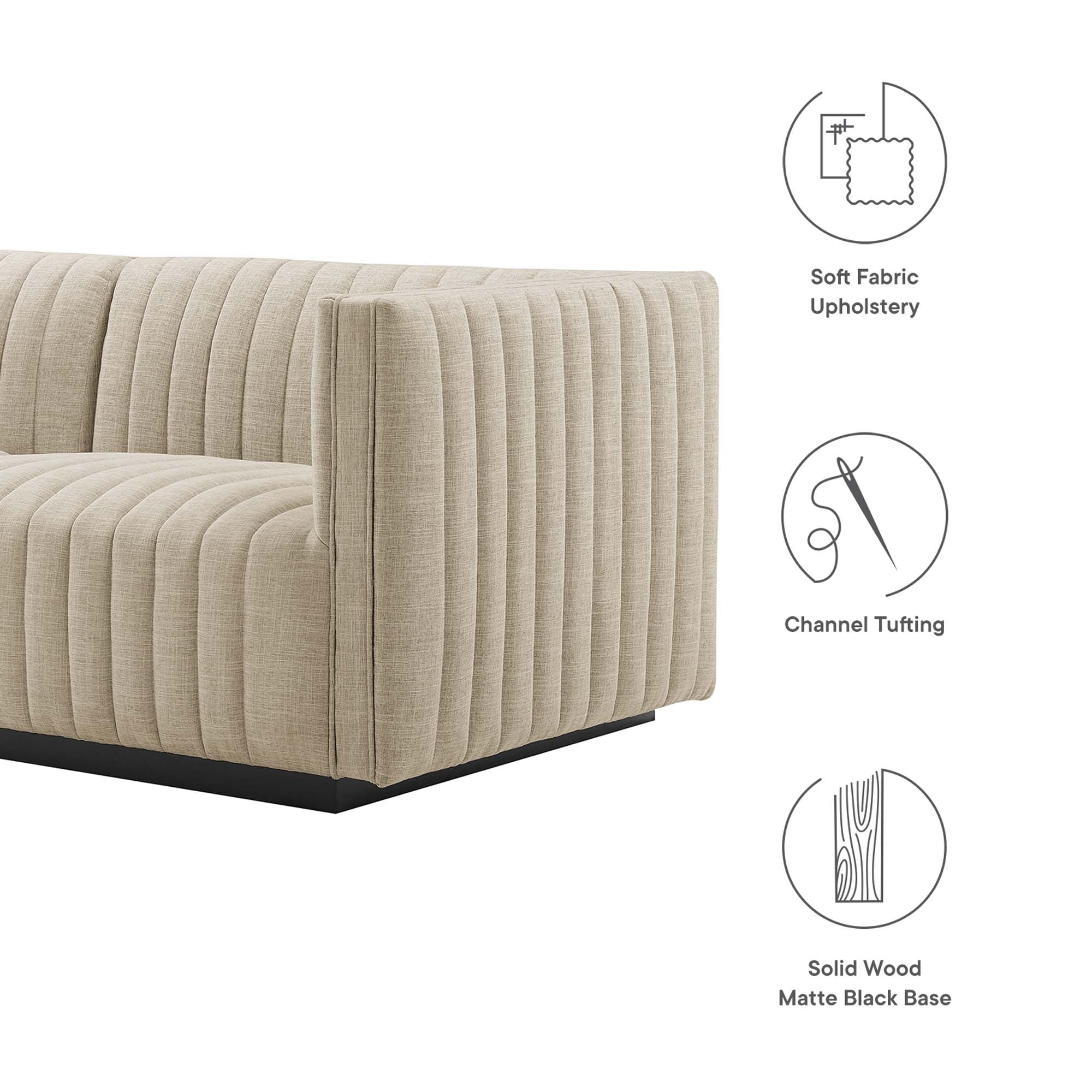 Modway Conjure Channel Tufted Upholstered Fabric Loveseat