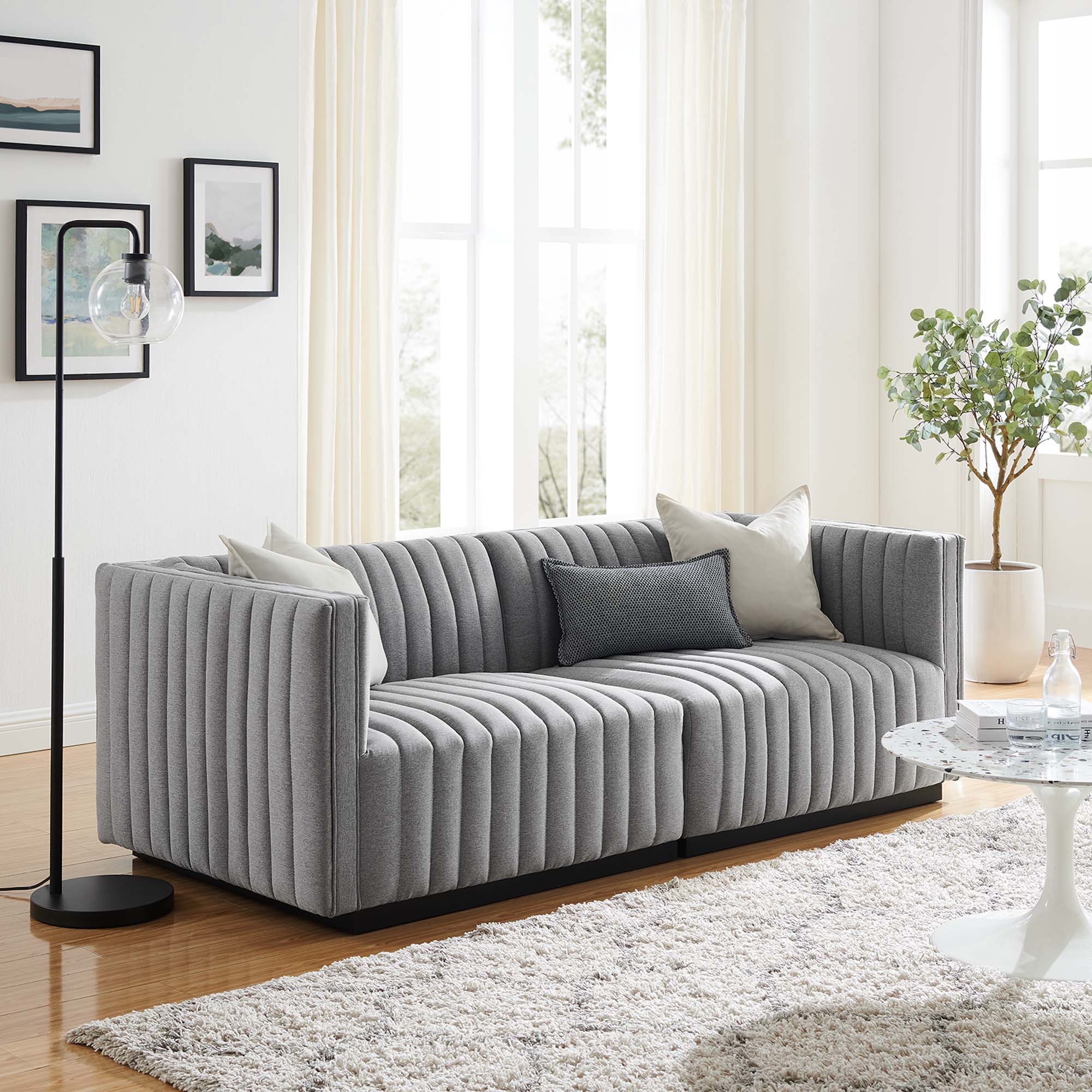 Modway Conjure Channel Tufted Upholstered Fabric Loveseat