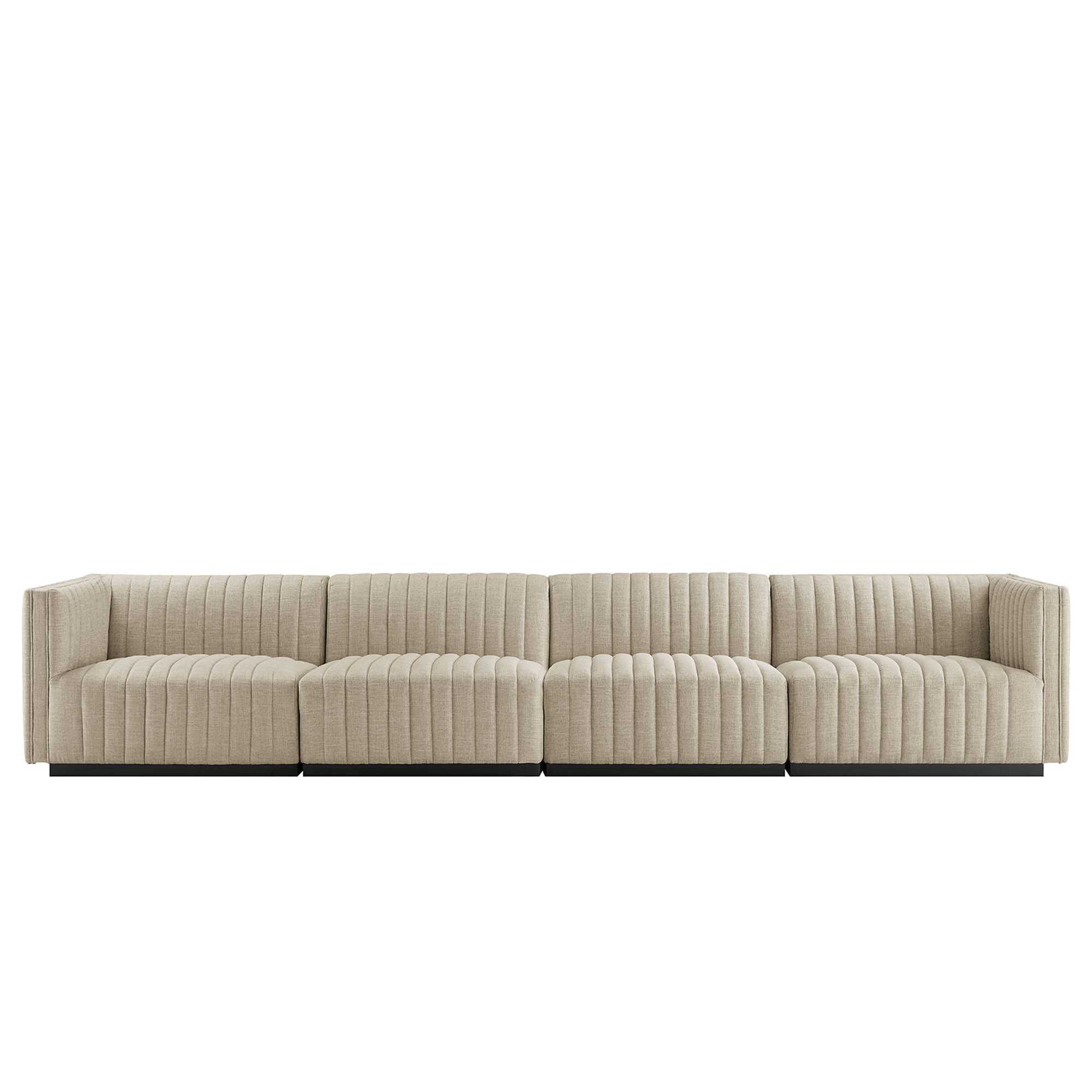 Modway Conjure 4-Piece Channel Tufted Upholstered Fabric Sofa