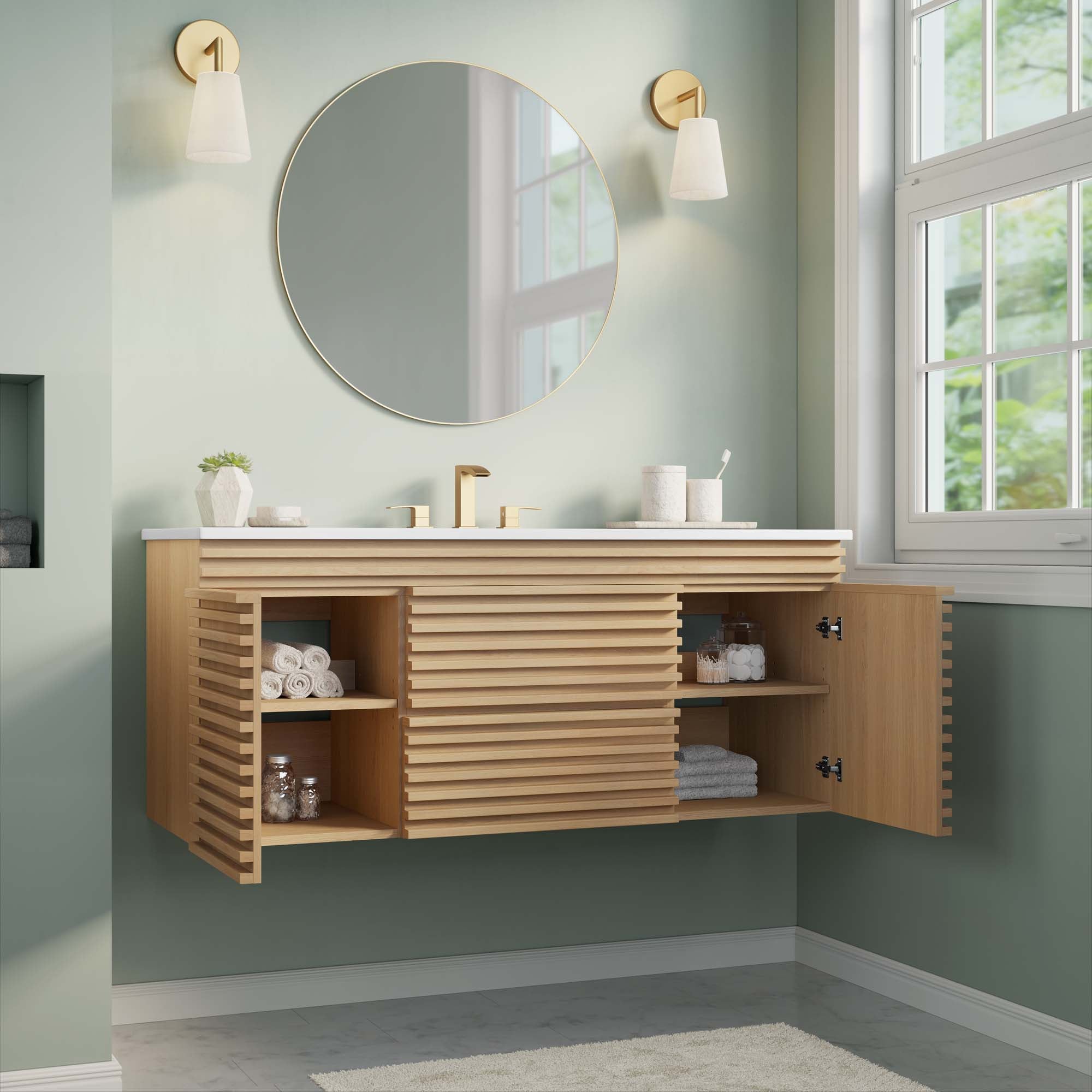 Modway Render 48" Wall-Mount Bathroom Vanity